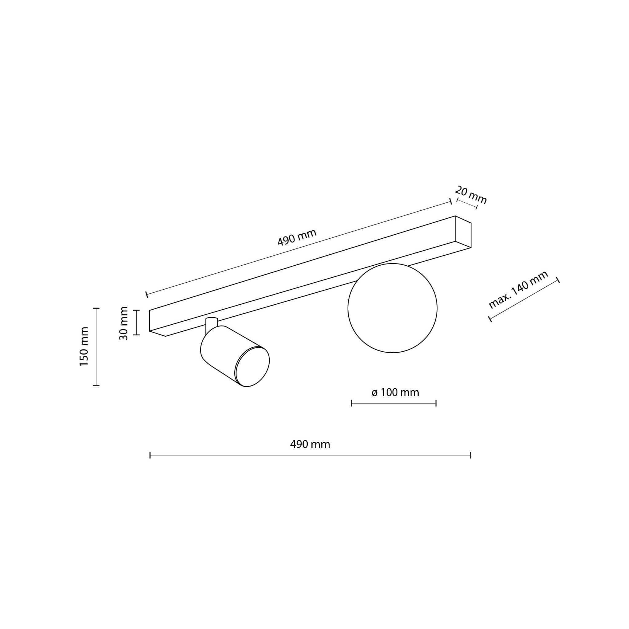 Plafon nowoczesny industrialny loft reflektor klosz szklany kula czarny biały TK Lighting Vox 10000 1x10W GU10 1x6W G9
