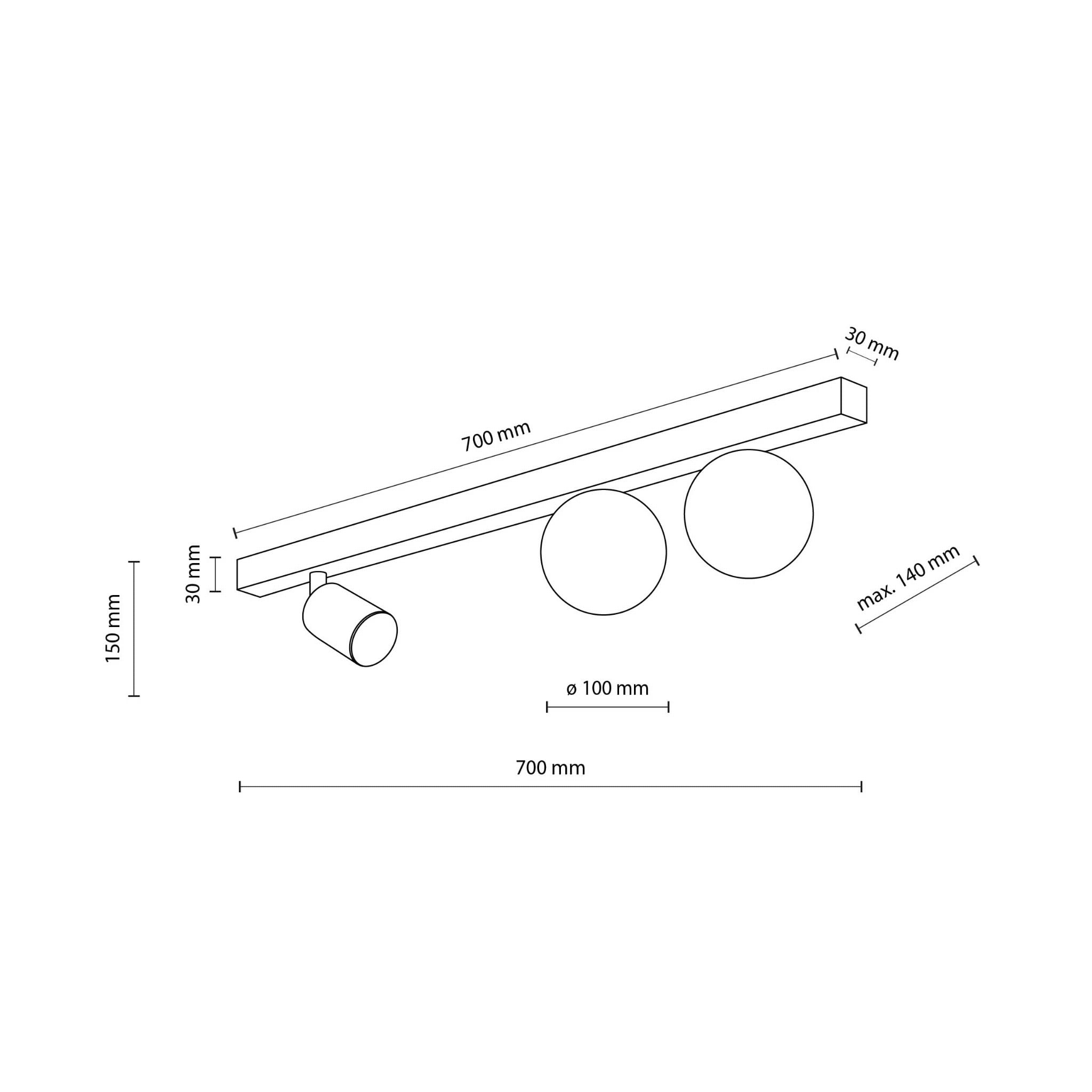 Plafon nowoczesny industrialny loft reflektor klosz szklany kule czarny biały TK Lighting Vox 10001 2x10W GU10 1x6W G9