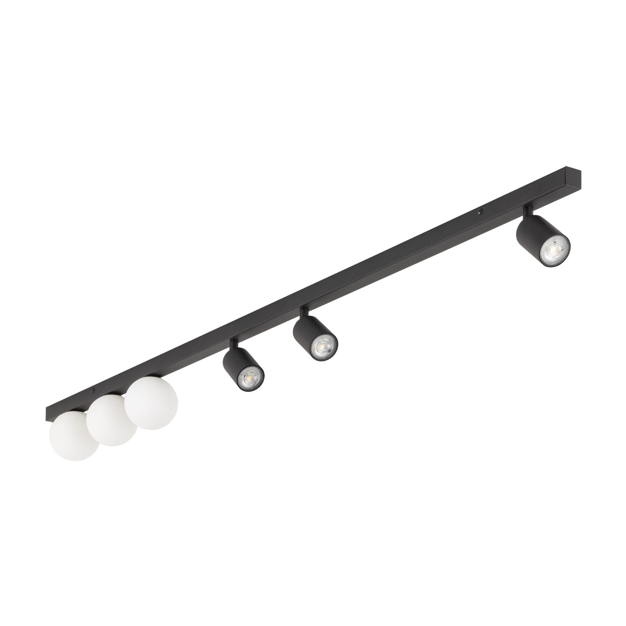 Plafon nowoczesny industrialny loft reflektory klosz szklany kule czarny biały TK Lighting Vox 10003 3x10W GU10 3x6W G9