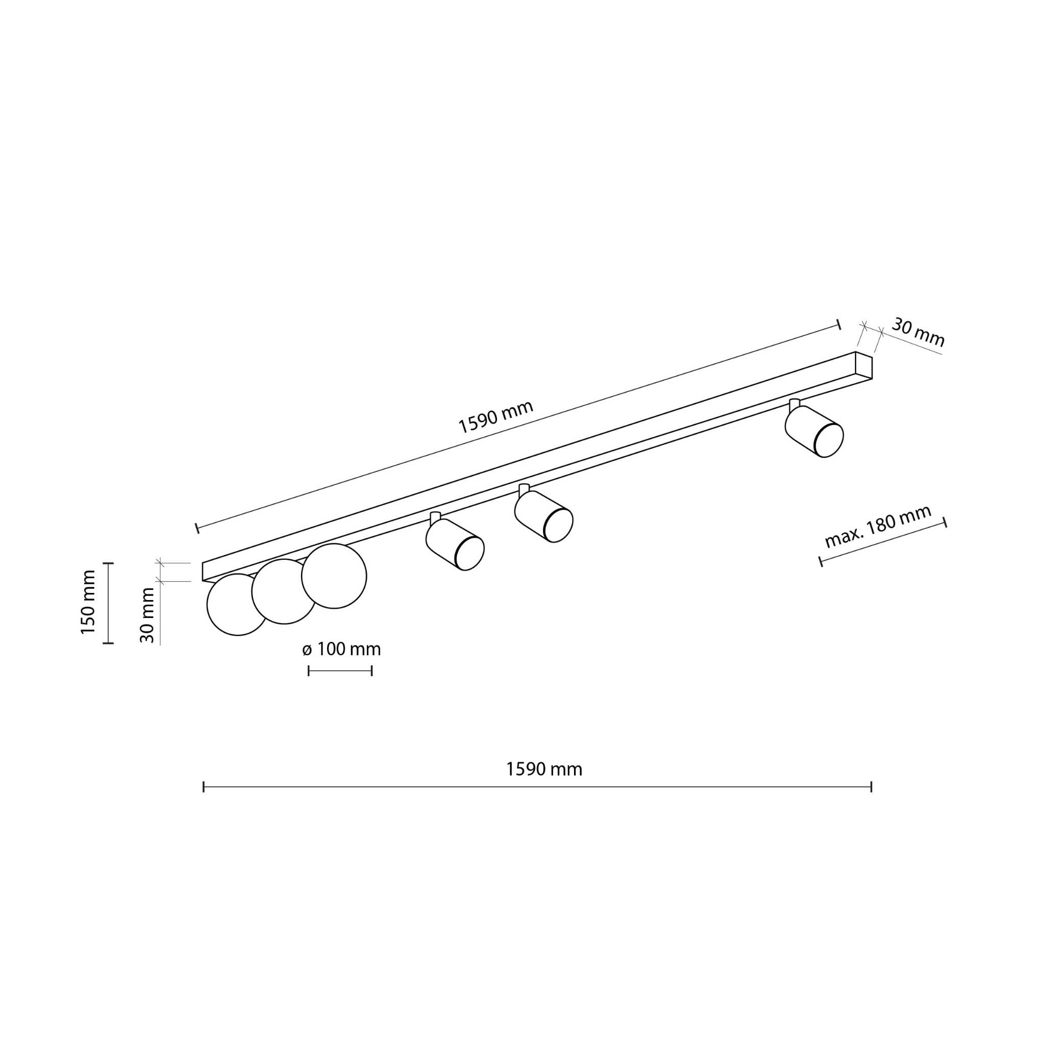 Plafon nowoczesny industrialny loft reflektory klosz szklany kule czarny biały TK Lighting Vox 10003 3x10W GU10 3x6W G9