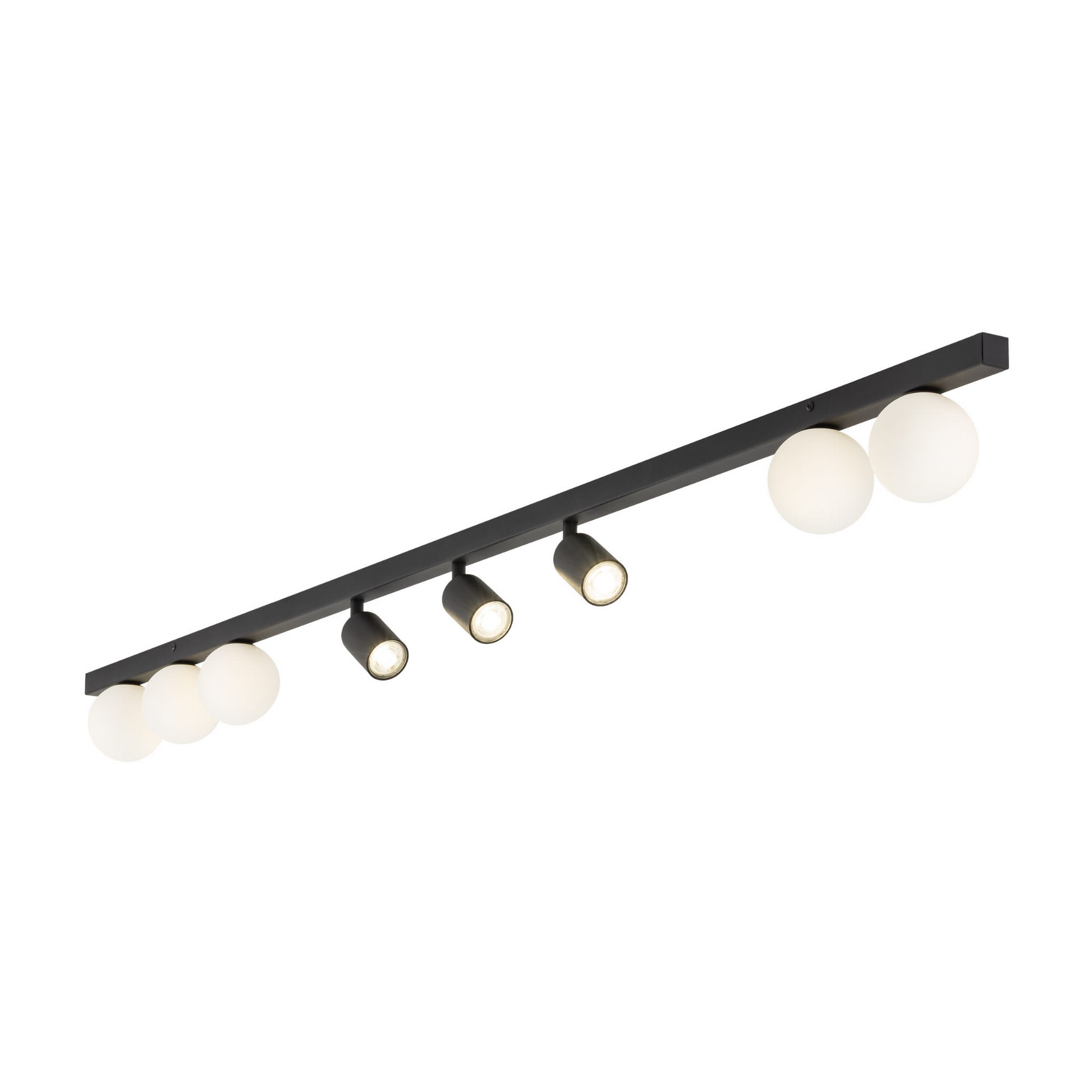 Plafon nowoczesny industrialny loft reflektory klosz szklany kule czarny biały TK Lighting Vox 10004 5x10W GU10 3x6W G9