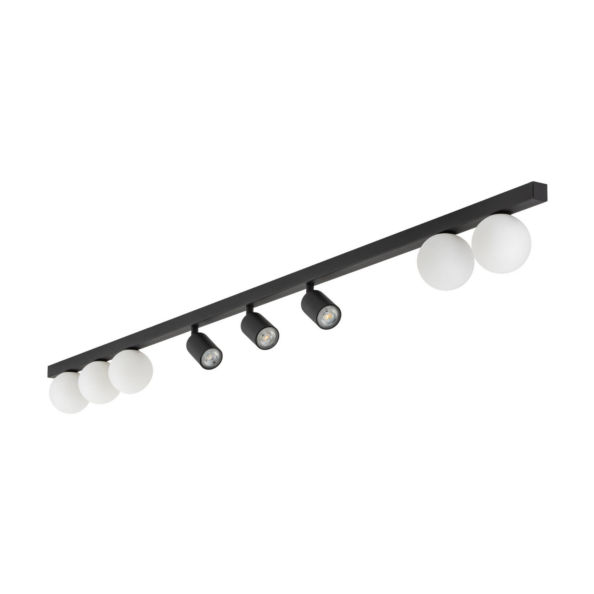 Plafon nowoczesny industrialny loft reflektory klosz szklany kule czarny biały TK Lighting Vox 10004 5x10W GU10 3x6W G9