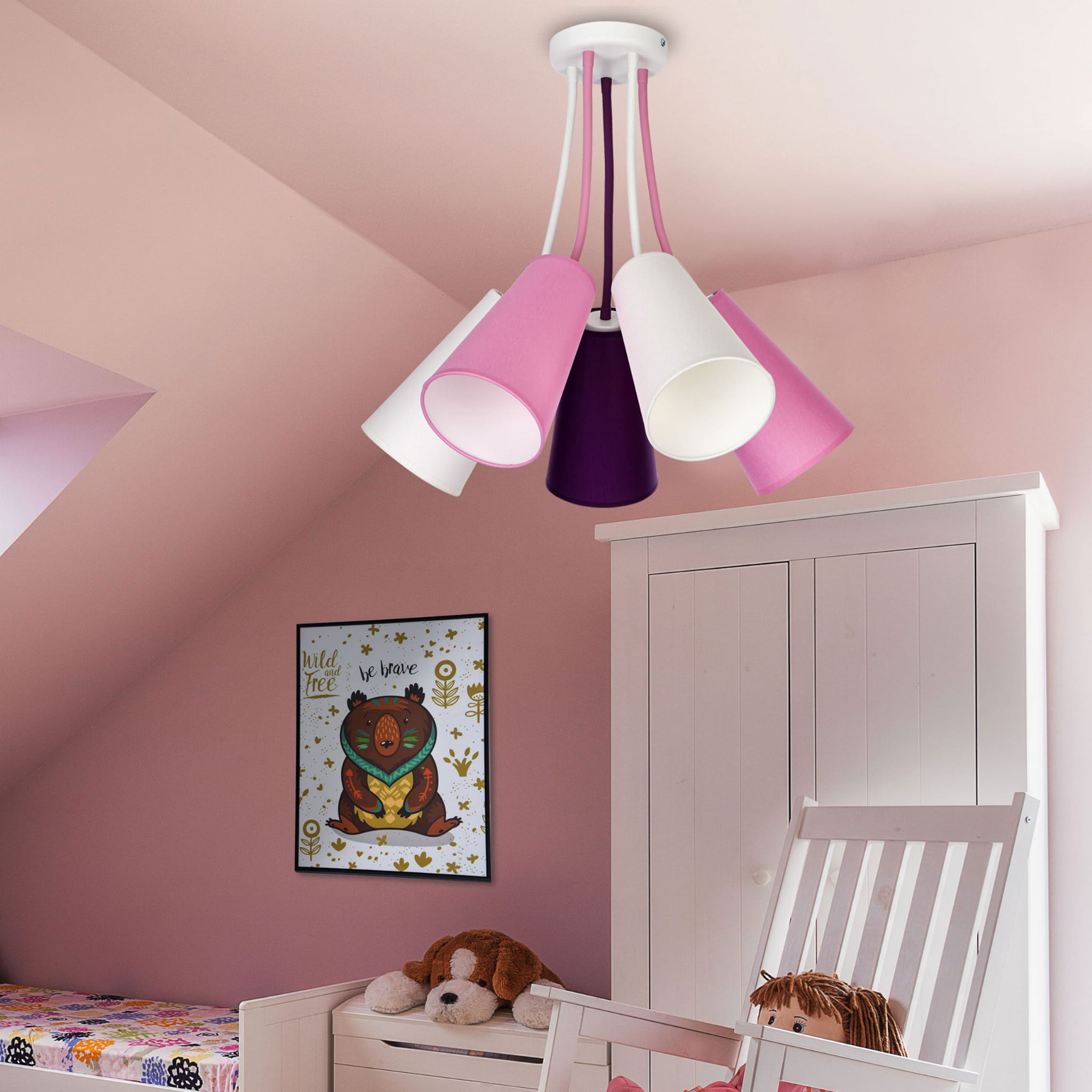 TK Lighting Wire kids 1712 plafon lampa sufitowa 5x15W E27 biały multikolorowy
