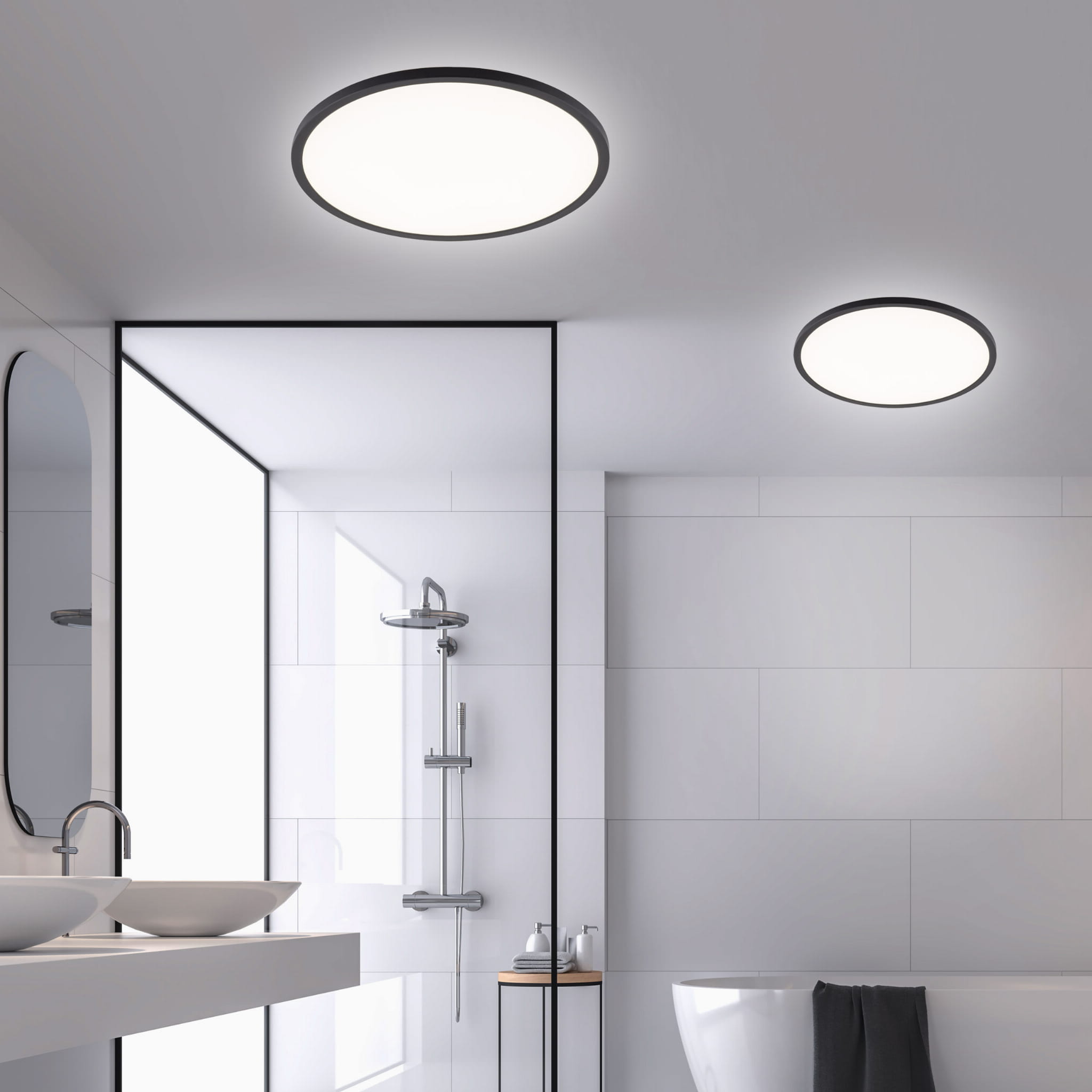 Plafon lampa sufitowa koło z przełącznikiem na obudowie TK Lighting Aqua Black Large 6905 1x45W LED 3000 4000 6500K czarny biały