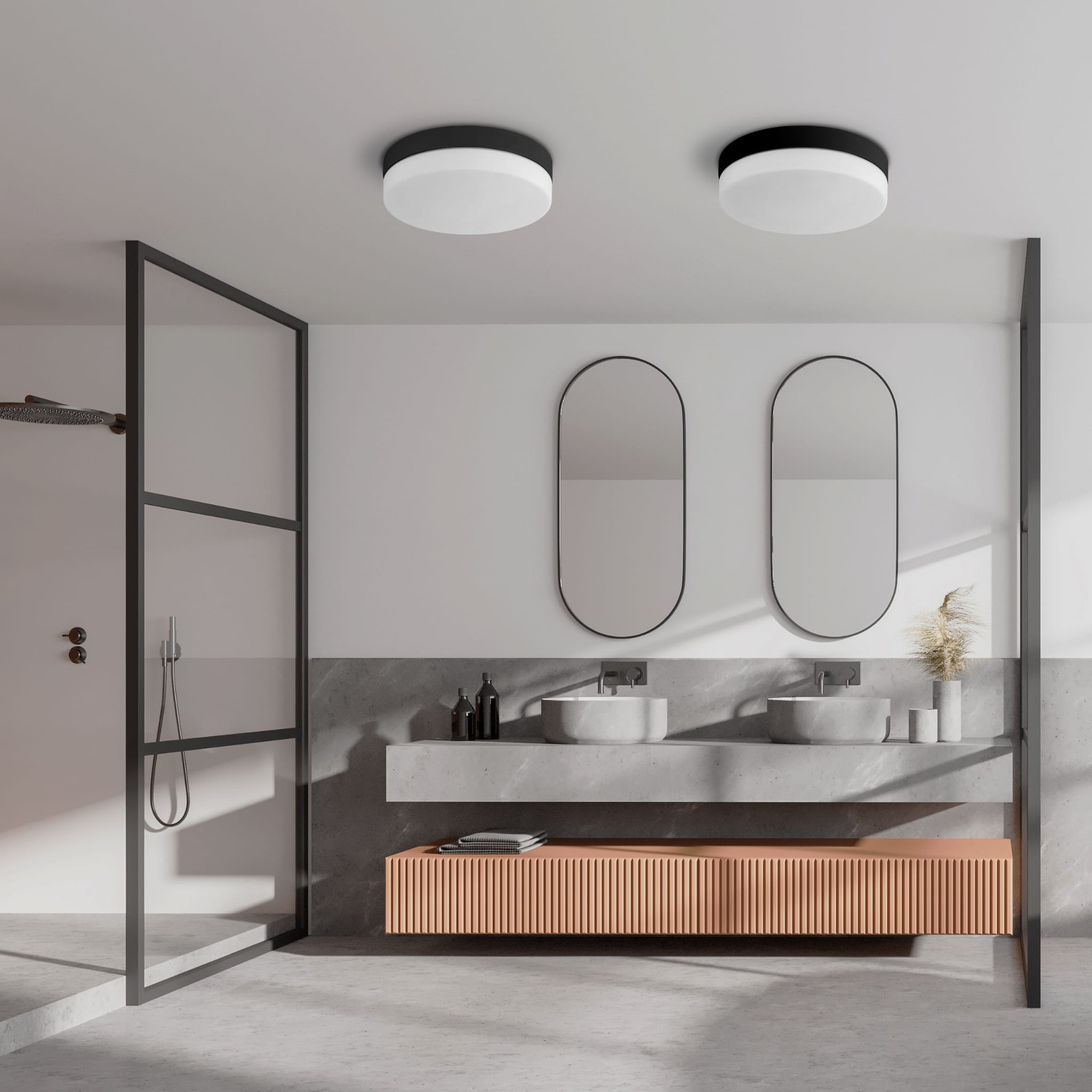 Plafon okrągły lampa sufitowa IP44 2x15W E27 Tk Lighting Pori Black 862 czarny biały