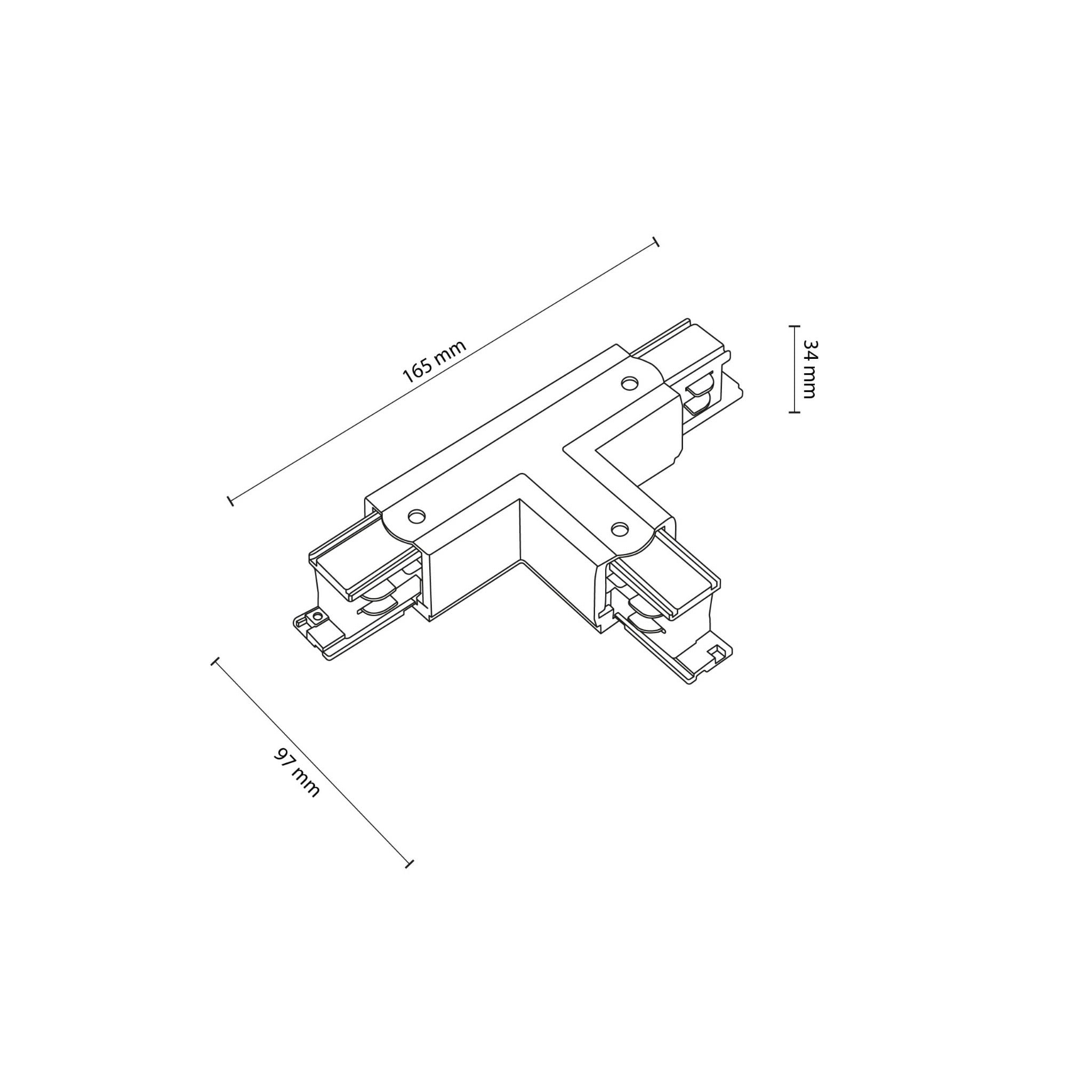 Łącznik T do systemu szynowego 3-fazowego Tracer czarny TK Lighting Tracer 3557