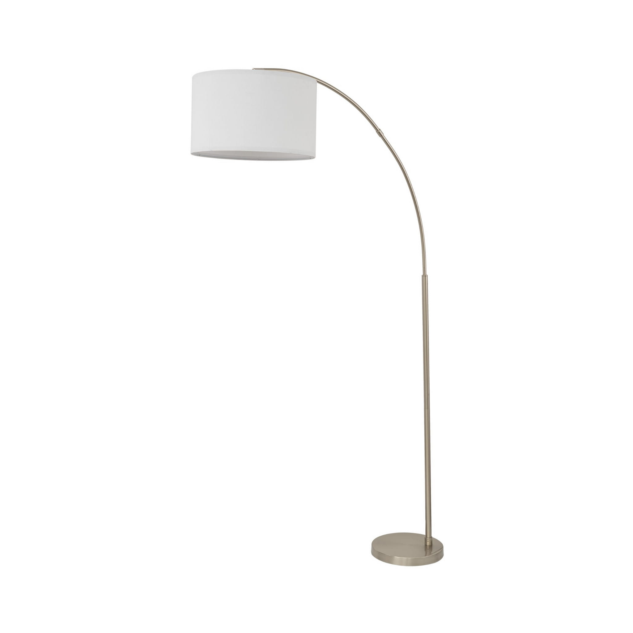 Lampa podłogowa nowoczesna boho łukowa abażur materiałowy nikiel biała TK Lighting Zenith 16022 1x15W E27