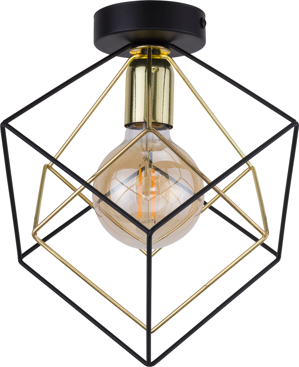 Plafon lampa sufitowa spot geometryczna metalowa klatka TK Lighting Alambre 2702 1x15W E27 czarny złoty