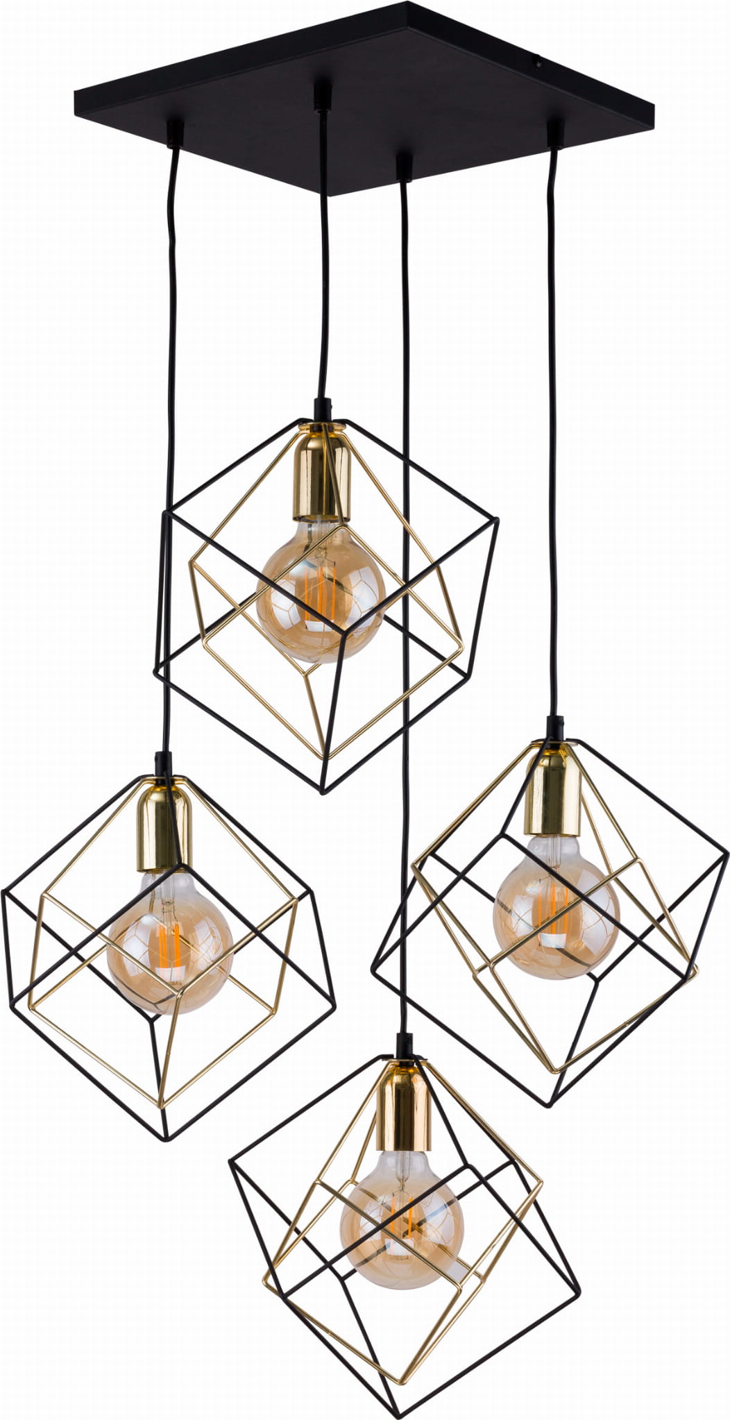 TK Lighting Alambre 2778 lampa wisząca oprawa 4x15W E27 czarna złota