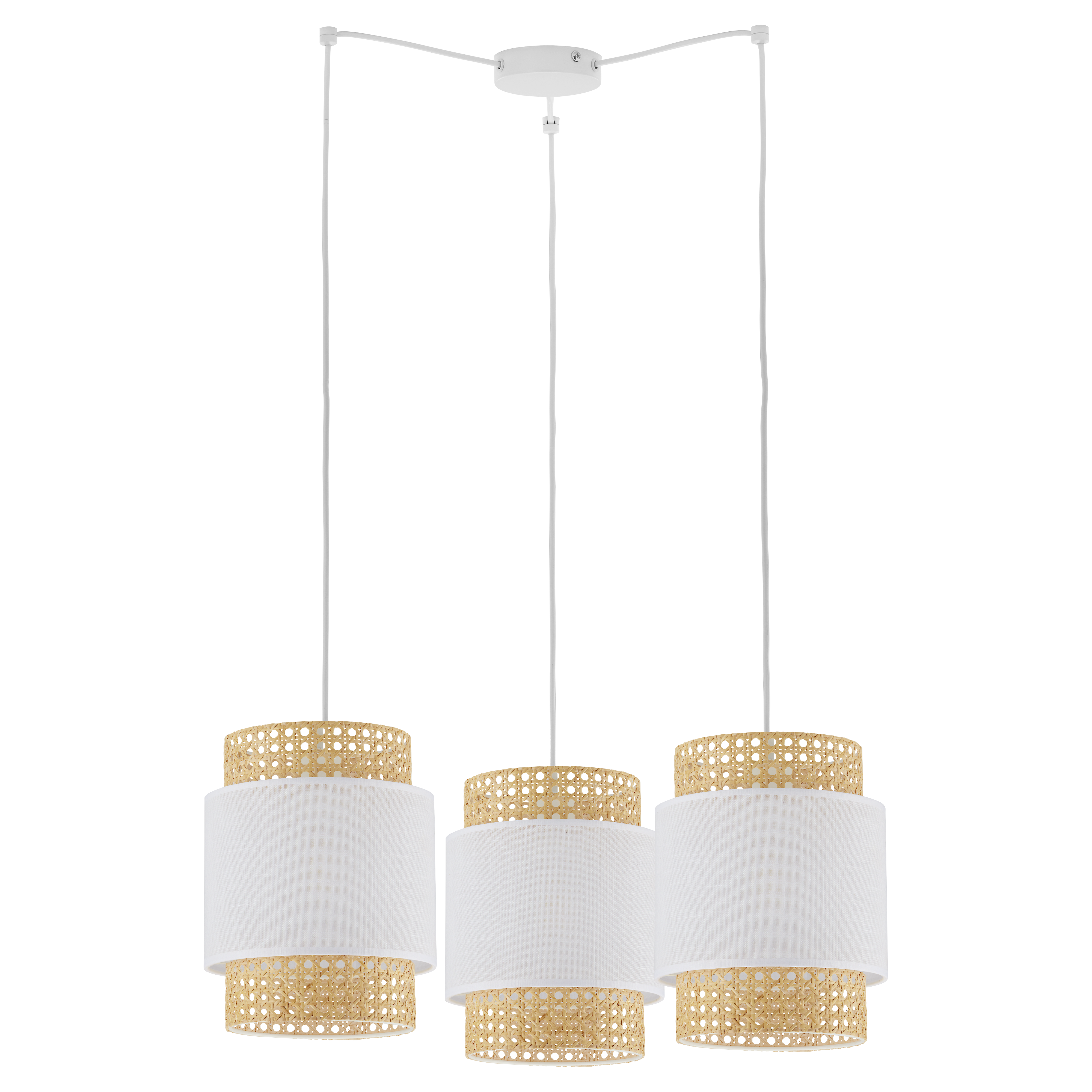 Tk Lighting Boho 6537 Lampa wisząca z abażurami rattanowymi 3x60W E27 biała słomkowa