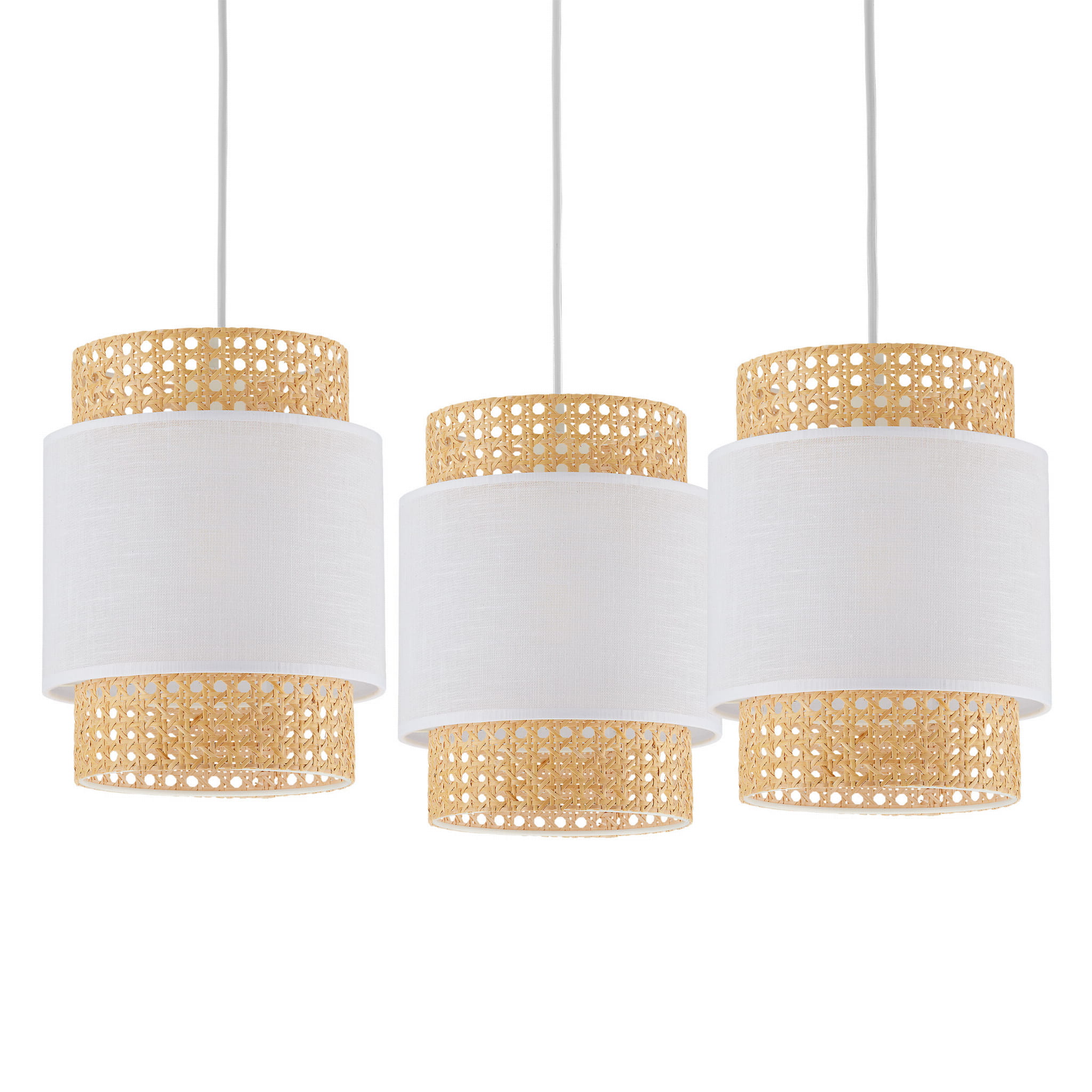 Tk Lighting Boho 6537 Lampa wisząca z abażurami rattanowymi 3x60W E27 biała słomkowa