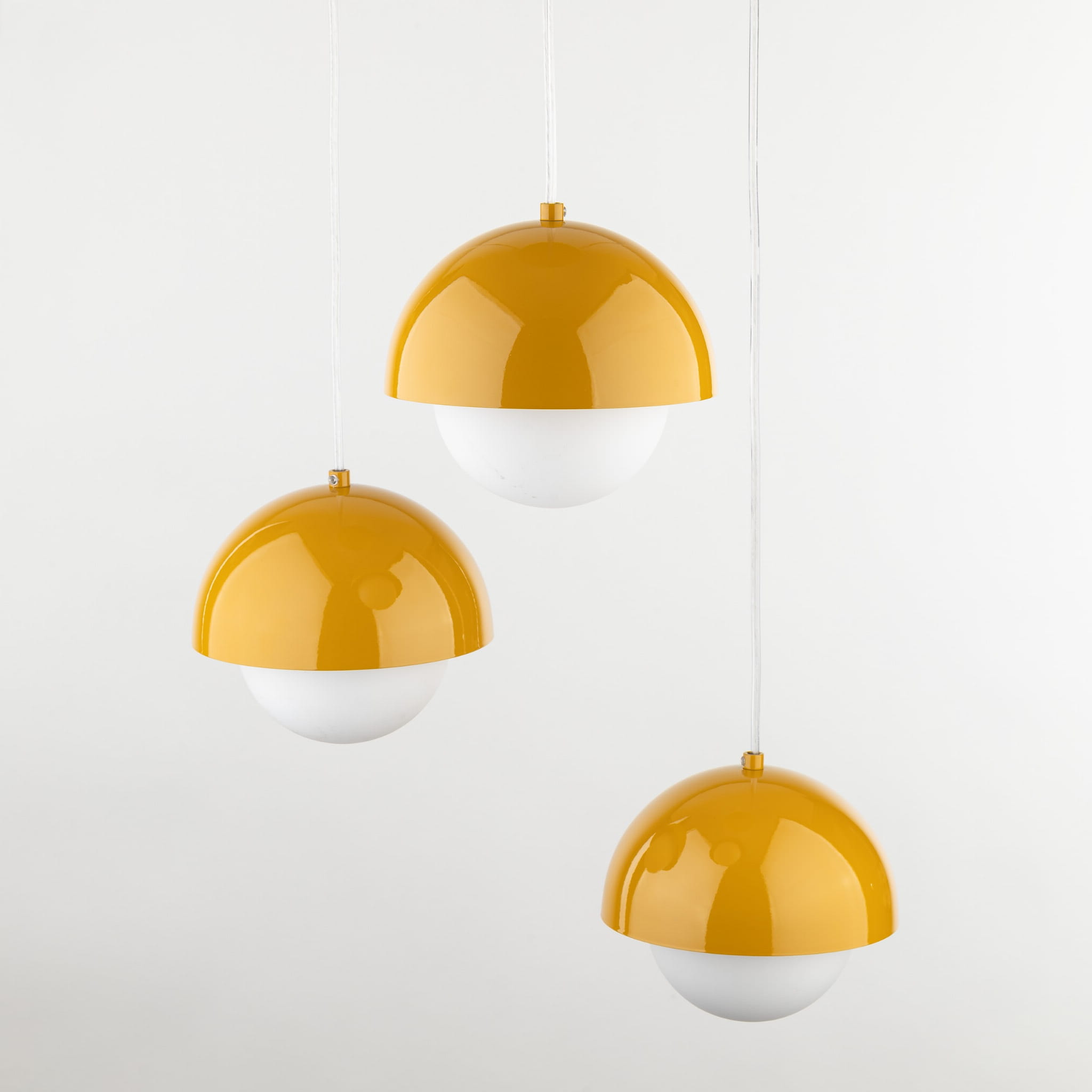 Lampa wisząca nowoczesna skandynawska klosz metalowy miska ochra biała TK Lighting Bono 10266 3x8W G9
