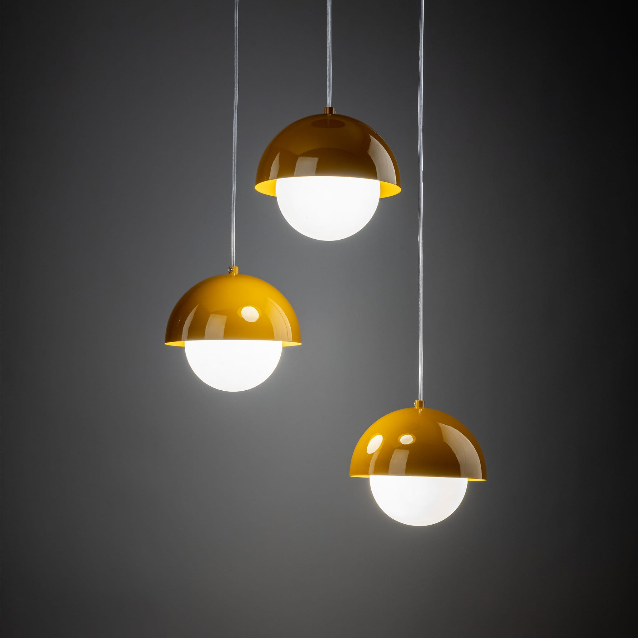Lampa wisząca nowoczesna skandynawska klosz metalowy miska ochra biała TK Lighting Bono 10266 3x8W G9