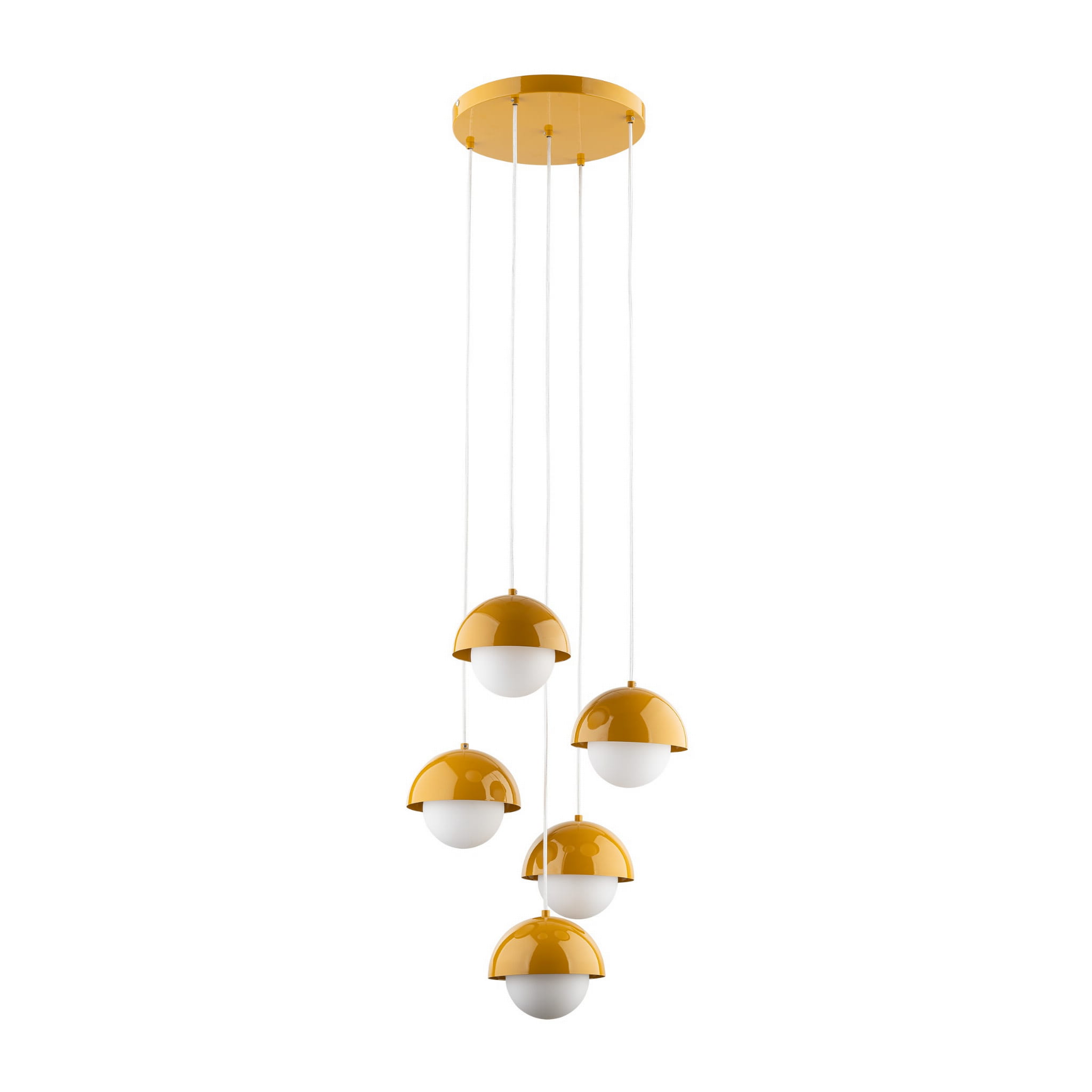 Lampa wisząca nowoczesna skandynawska klosz metalowy miska ochra biała TK Lighting Bono 10268 5x8W G9