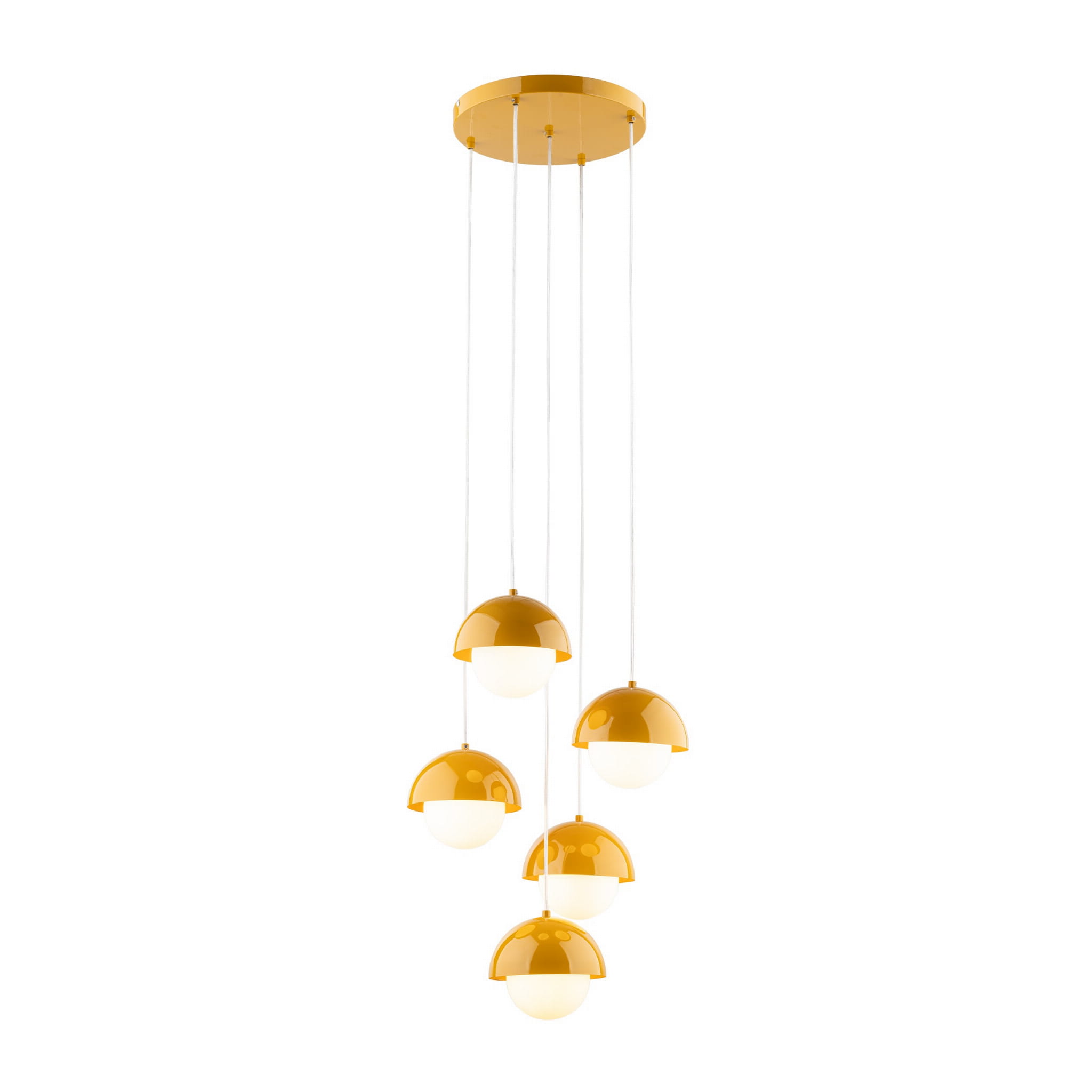 Lampa wisząca nowoczesna skandynawska klosz metalowy miska ochra biała TK Lighting Bono 10268 5x8W G9