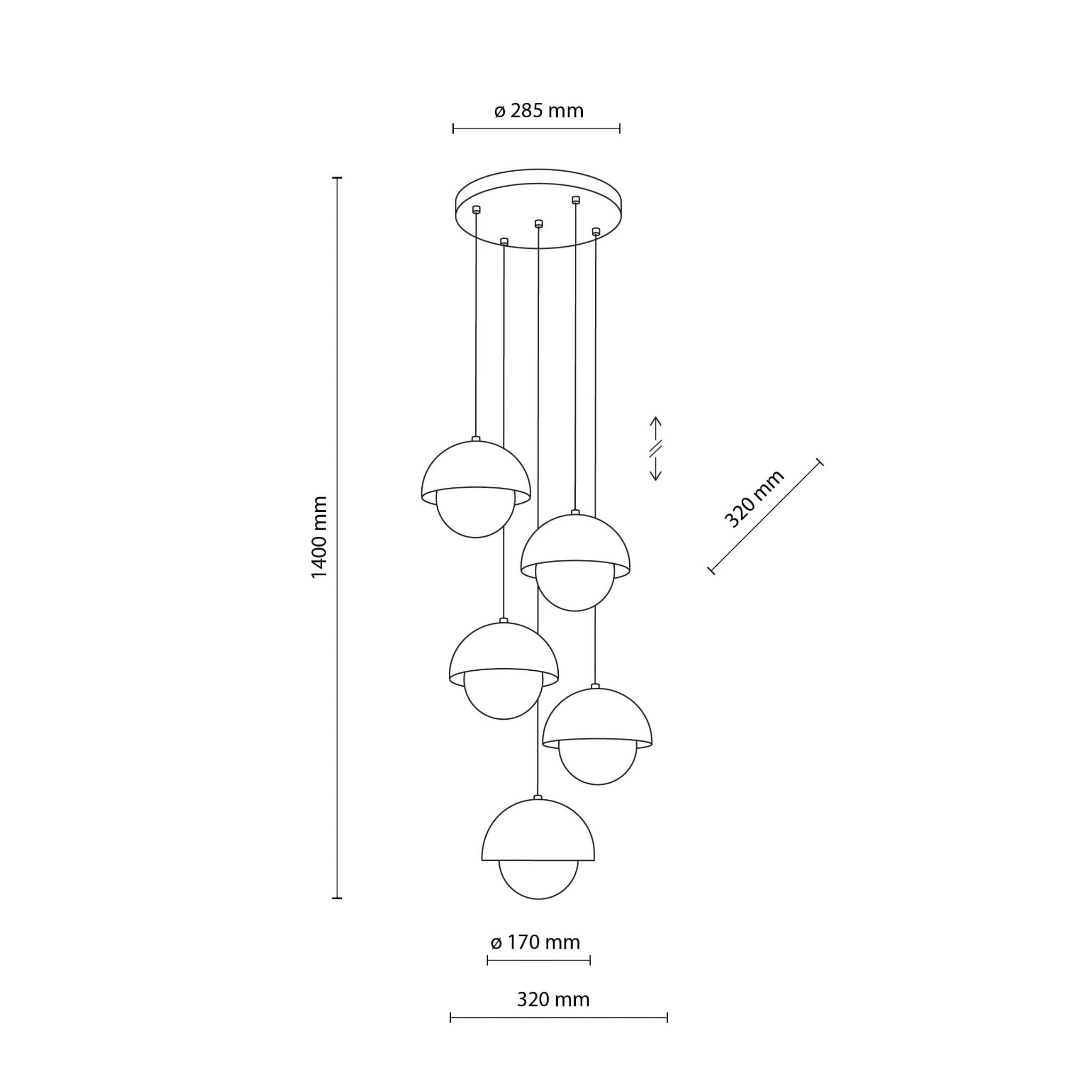 Lampa wisząca nowoczesna skandynawska klosz metalowy miska ochra biała TK Lighting Bono 10268 5x8W G9