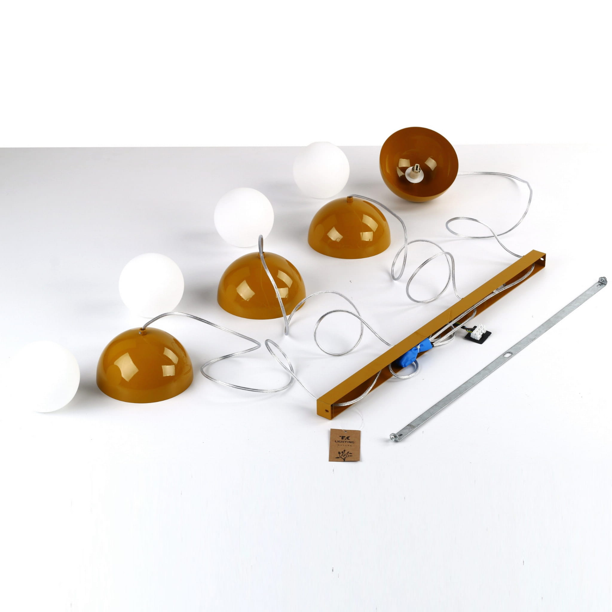 Lampa wisząca nowoczesna skandynawska klosz metalowy miska ochra biała TK Lighting Bono 10267 4x8W G9