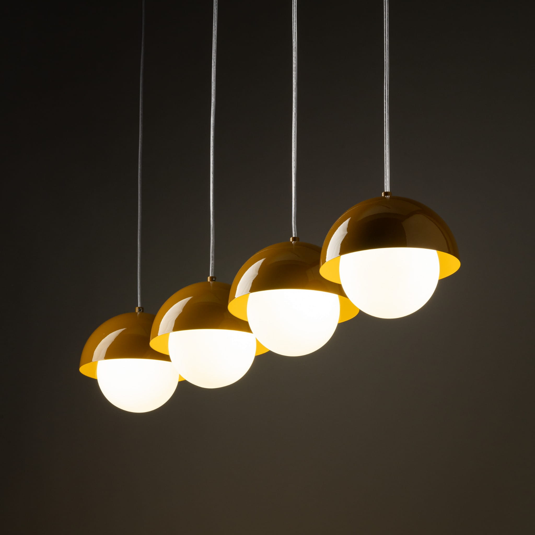 Lampa wisząca nowoczesna skandynawska klosz metalowy miska ochra biała TK Lighting Bono 10267 4x8W G9