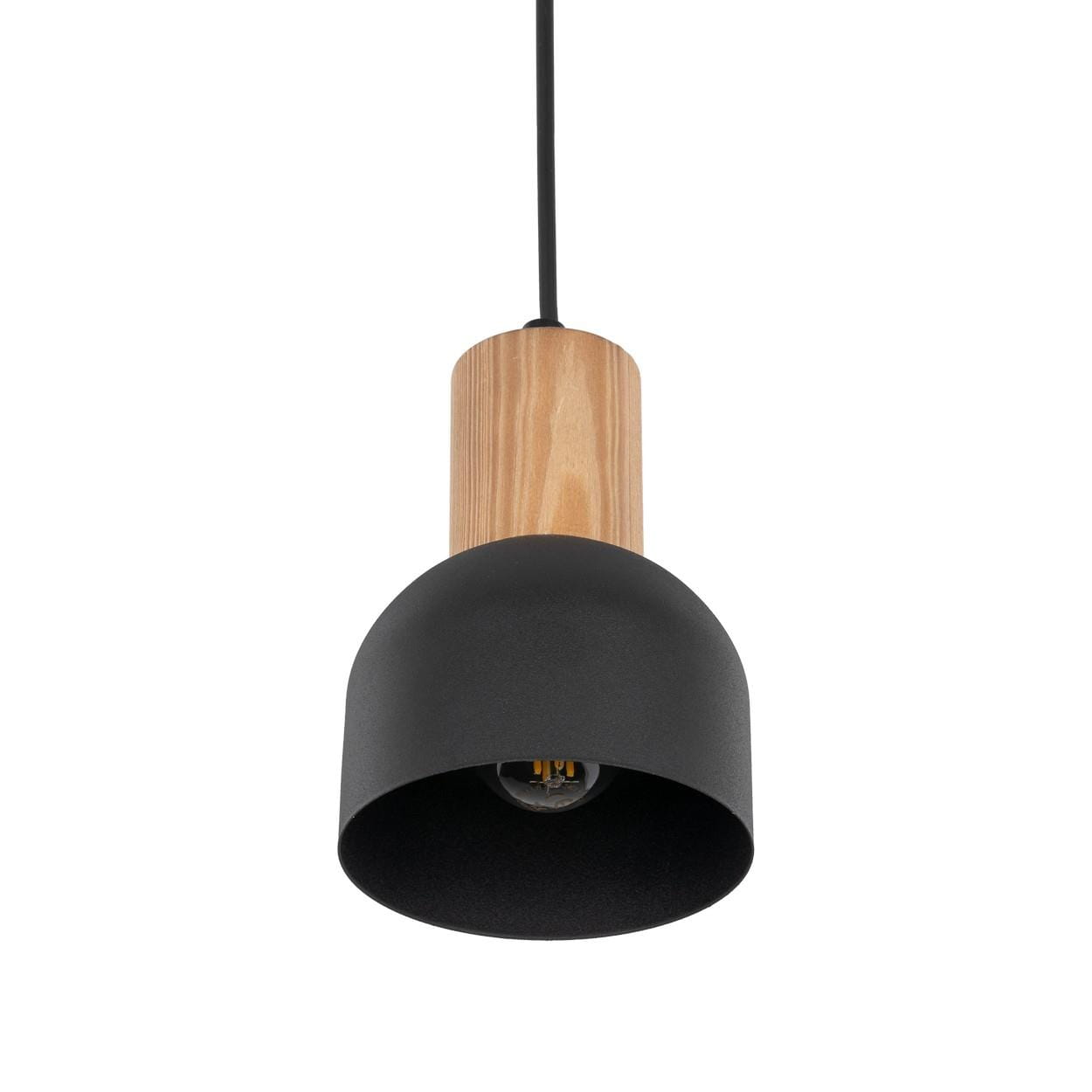 Lampa wisząca nowoczesna loft industrialna klosz metalowy czarna drewniana TK Lighting Cairo 4894 1x15W E27