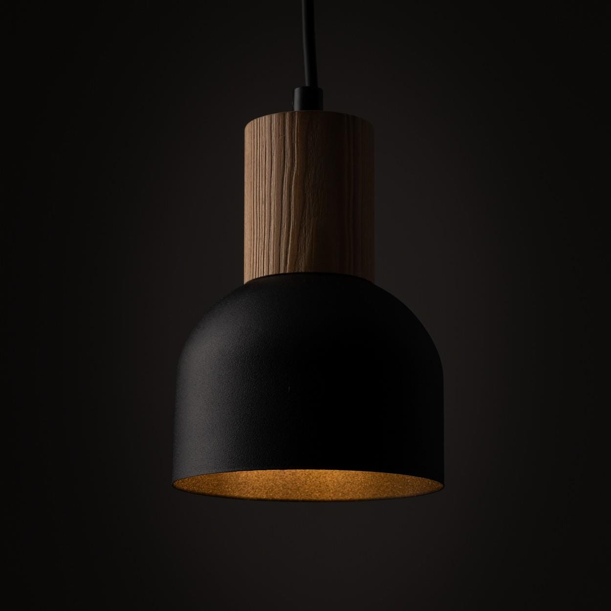 Lampa wisząca nowoczesna loft industrialna klosz metalowy czarna drewniana TK Lighting Cairo 4894 1x15W E27