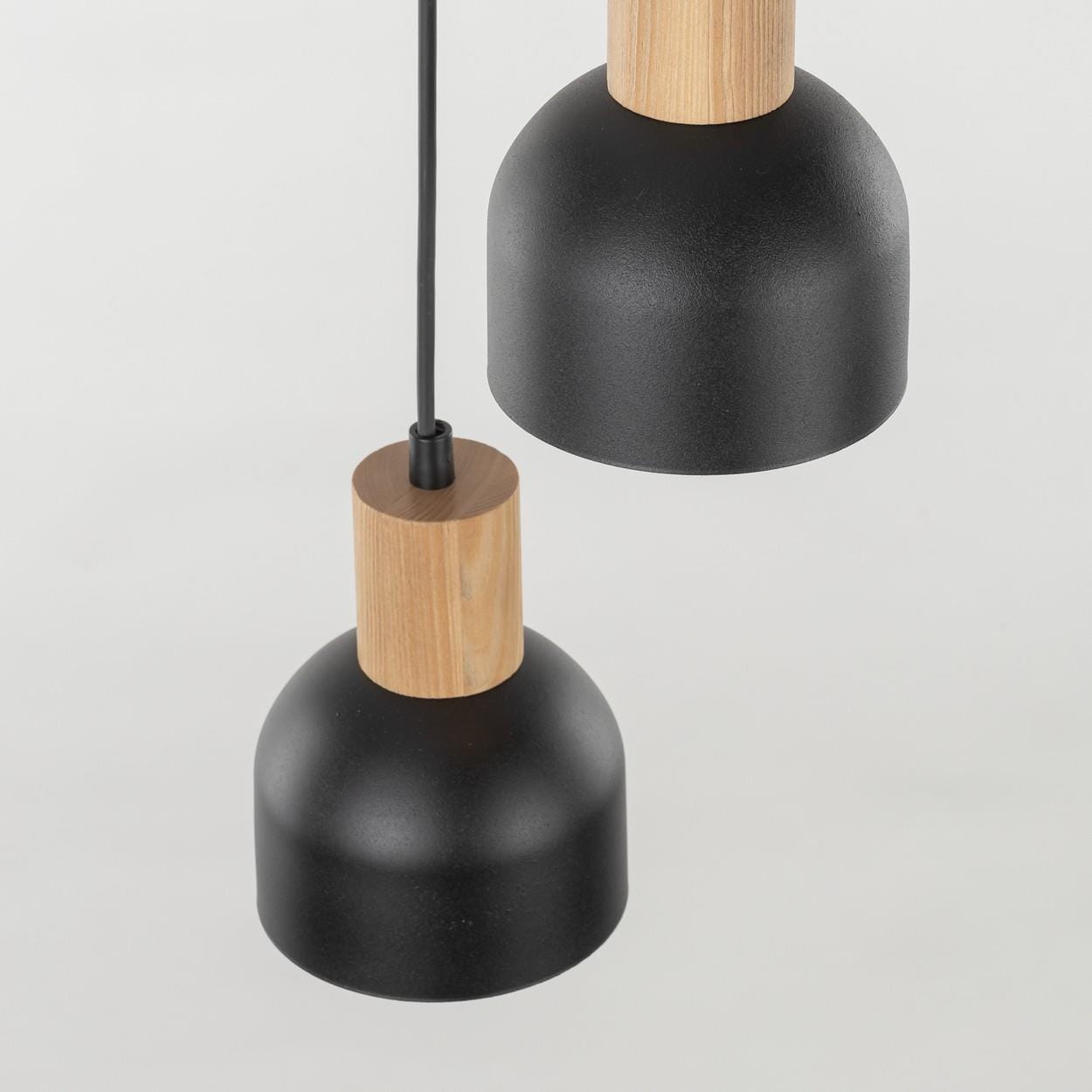 Lampa wisząca nowoczesna loft industrialna klosz metalowy czarna drewniana TK Lighting Cairo 4895 3x15W E27