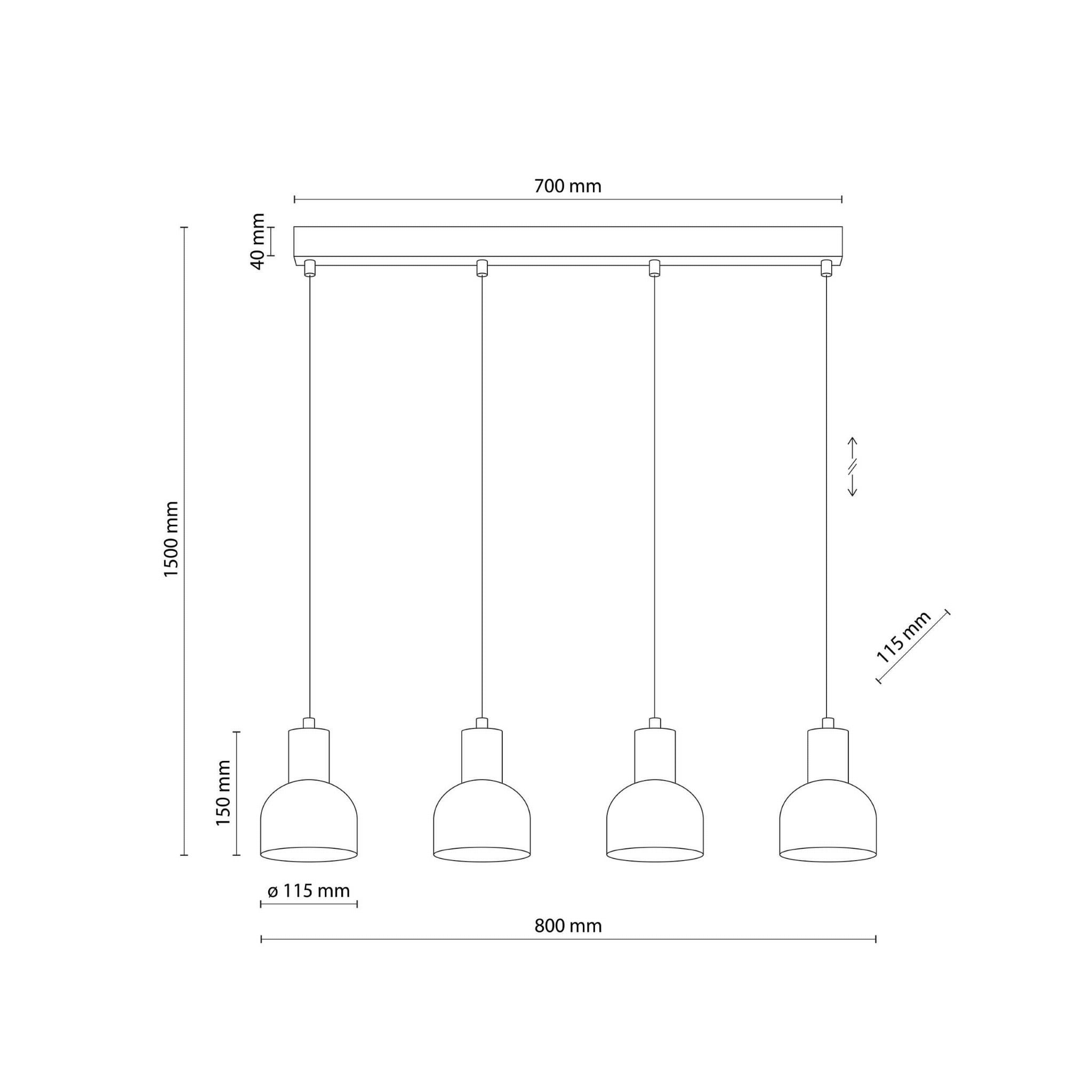 Lampa wisząca nowoczesna loft industrialna klosz metalowy czarna drewniana TK Lighting Cairo 4896 4x15W E27