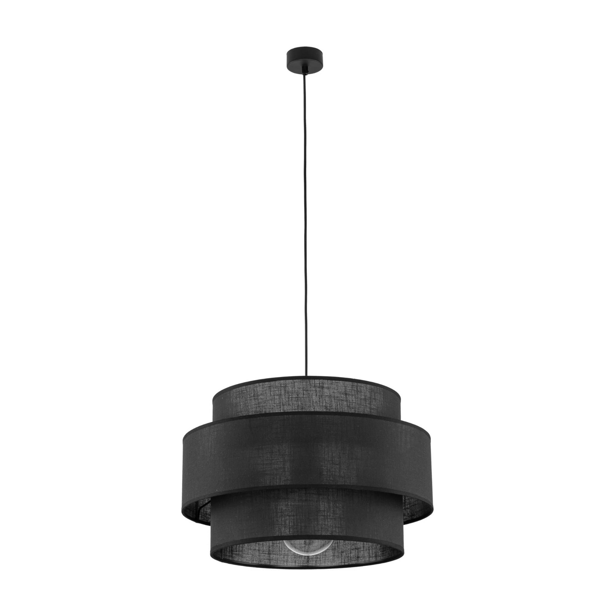 Lampa wisząca nowoczesna klasyczna abażur materiałowy tuba czarna TK Lighting Calisto 4999 1x15W E27