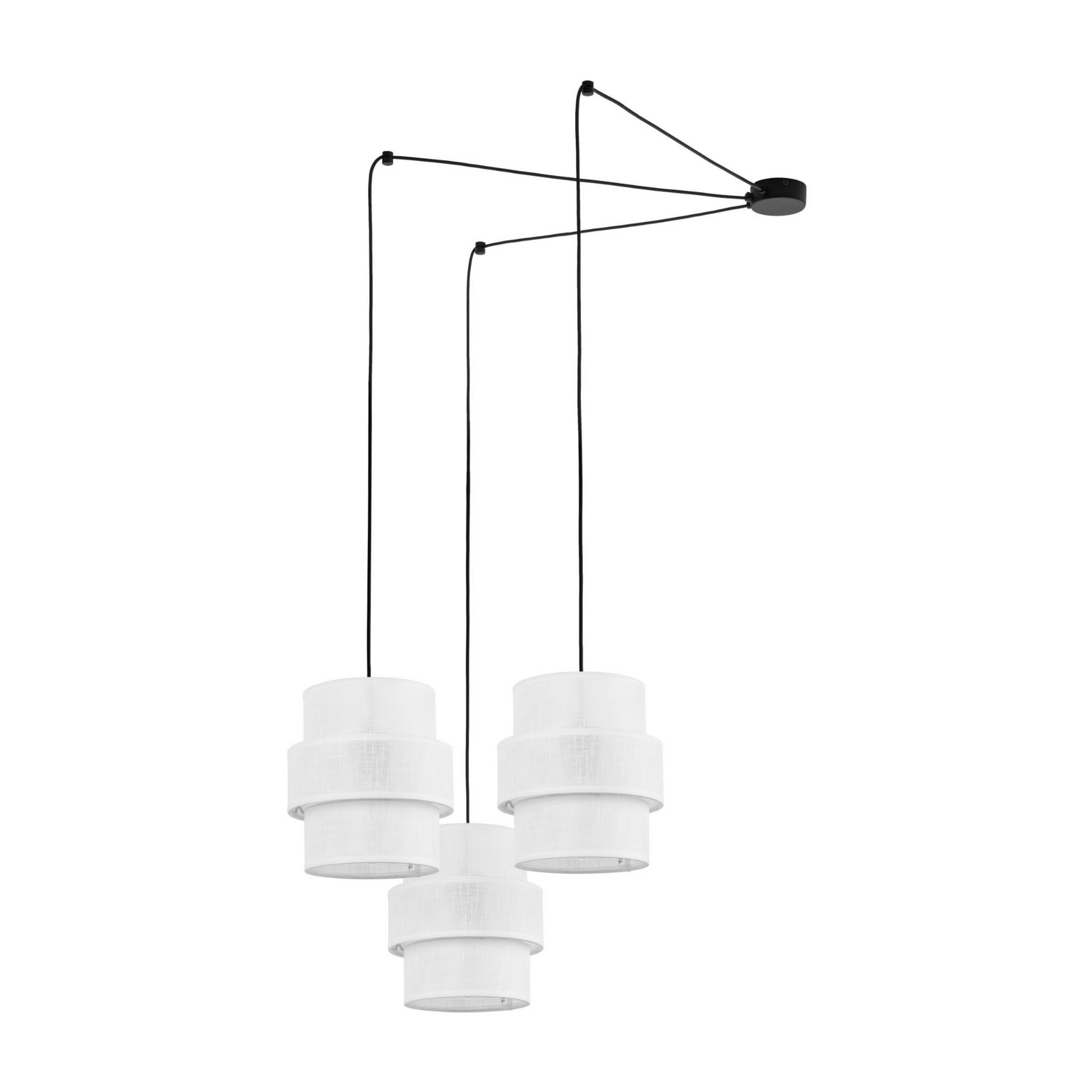 Lampa wisząca pająk nowoczesna klasyczna abażur materiałowy tuba biała czarna TK Lighting Calisto 5975 3x15W E27