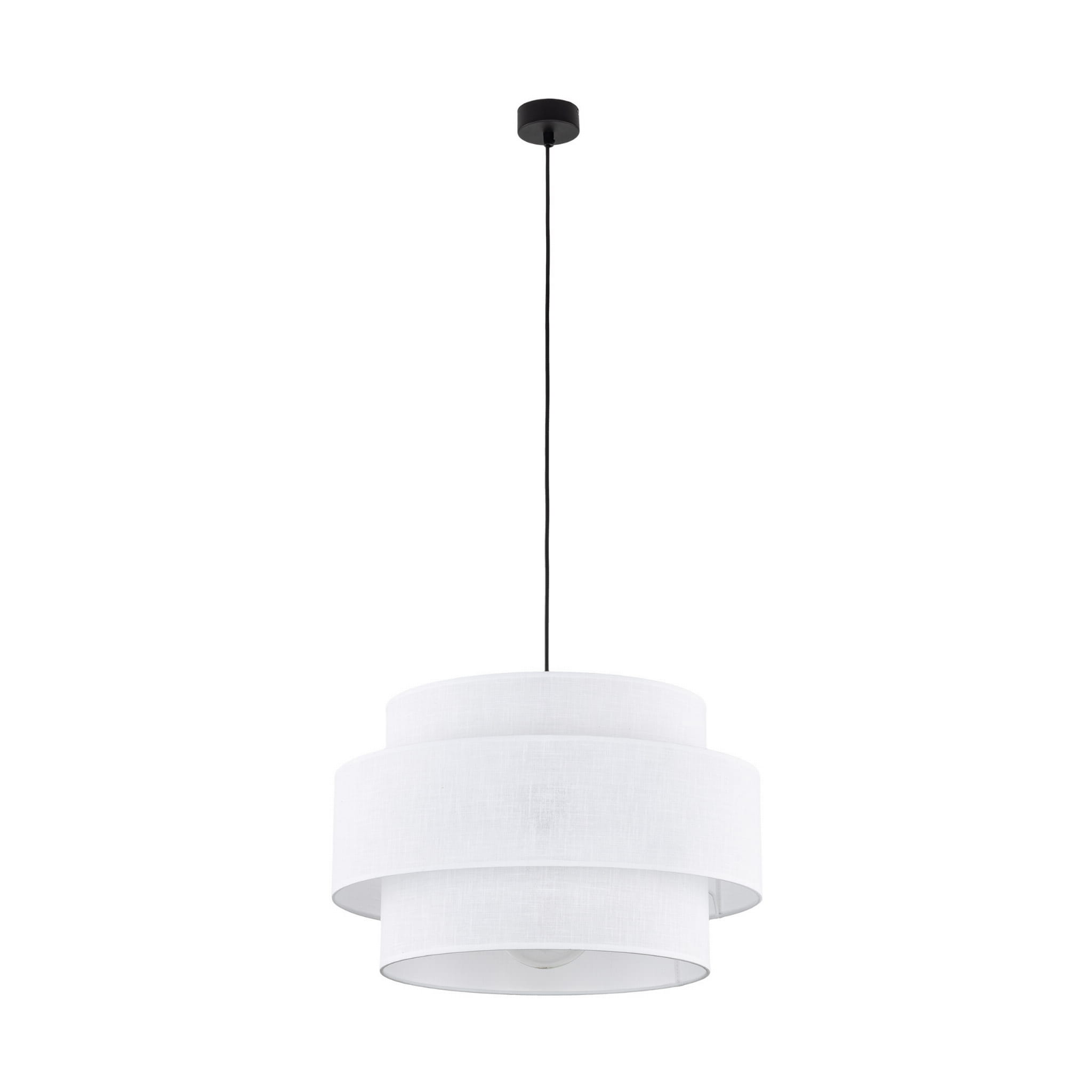 Lampa wisząca nowoczesna klasyczna abażur materiałowy tuba biała czarna TK Lighting Calisto 5095 1x15W E27