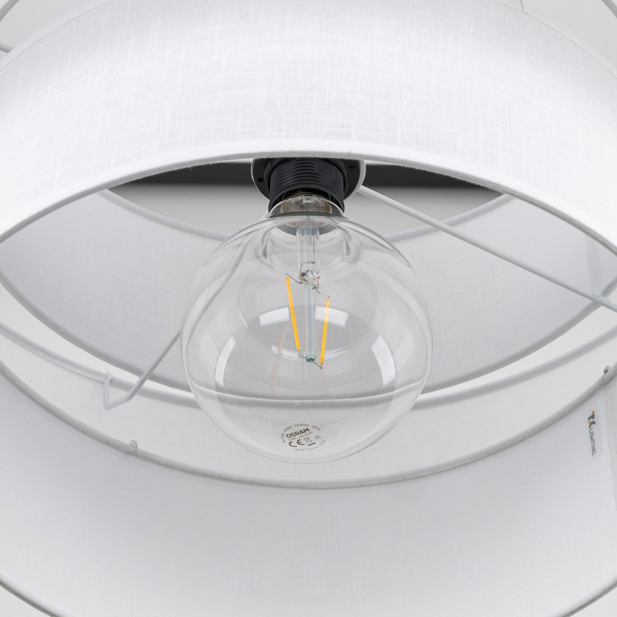 Lampa wisząca nowoczesna klasyczna abażur materiałowy tuba biała czarna TK Lighting Calisto 5095 1x15W E27
