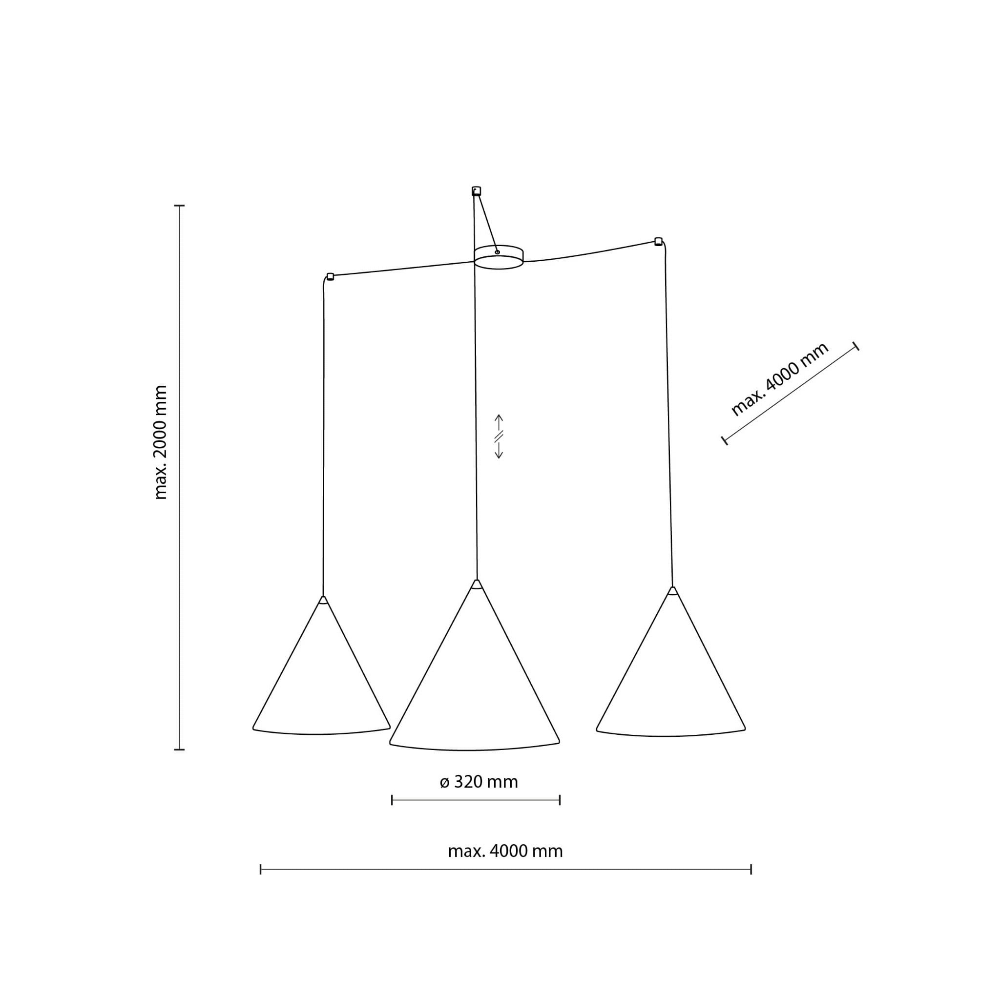 Lampa wisząca nowoczesna skandynawska loft pająk klosz metalowy stożek czarna TK Lighting Cono 6629 3x15W E27