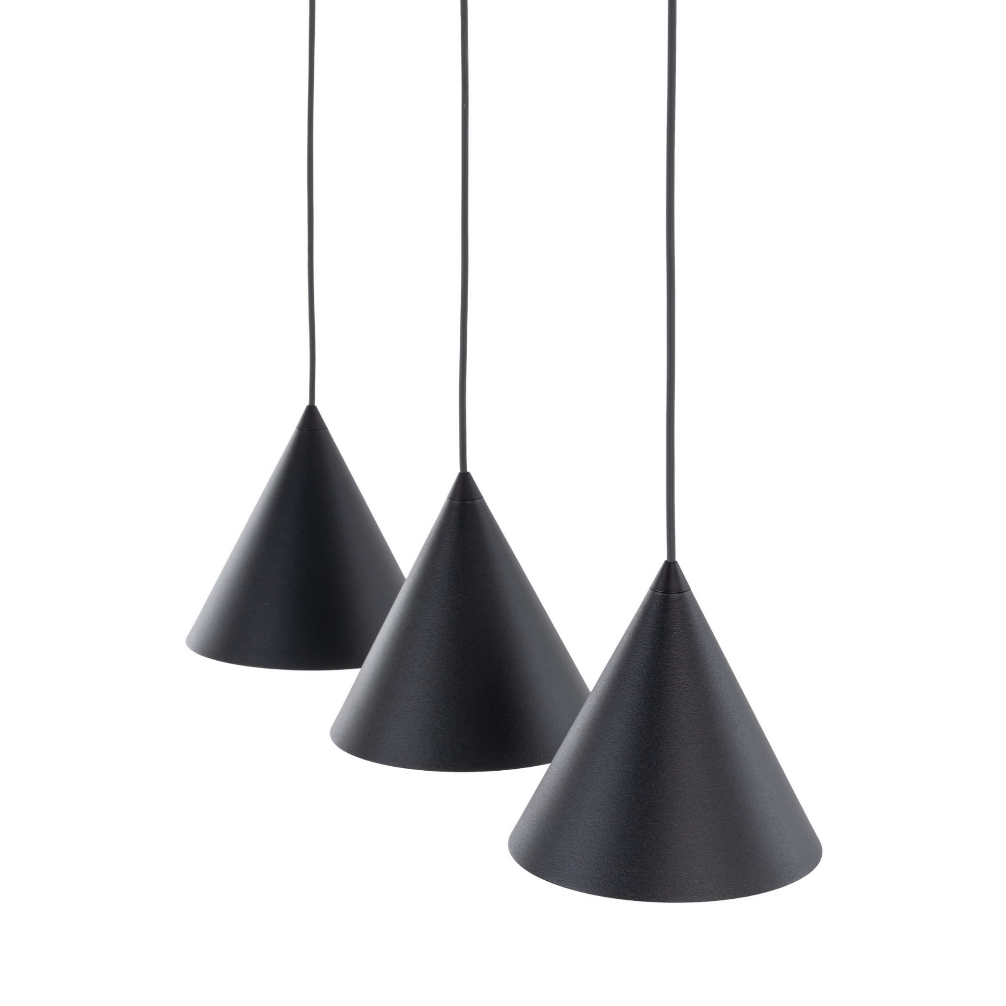 Lampa wisząca nowoczesna skandynawska klosz metalowy stożek czarna TK Lighting Cono 10068 3x15W E27