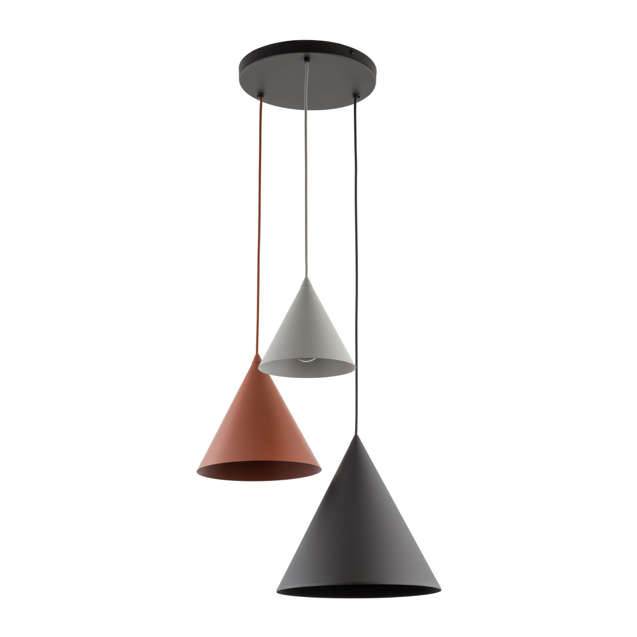 Lampa wisząca nowoczesna skandynawska klosz metalowy stożek multikolor TK Lighting Cono 6633 3x15W E27