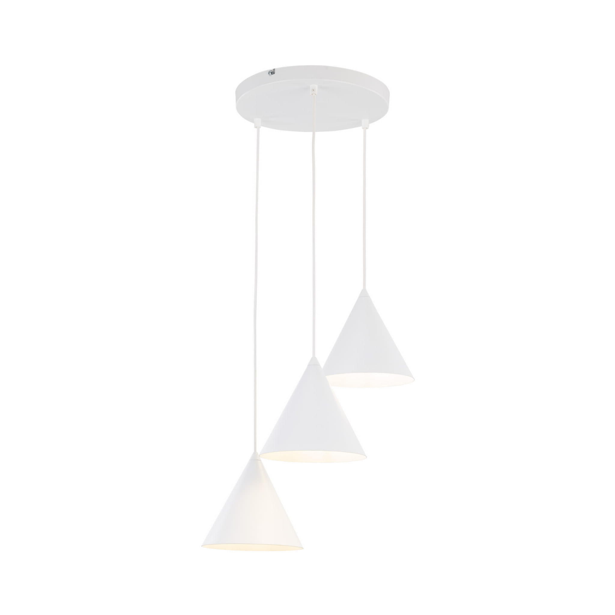 Lampa wisząca nowoczesna skandynawska klosz metalowy stożek biała TK Lighting Cono 10012 3x15W E27