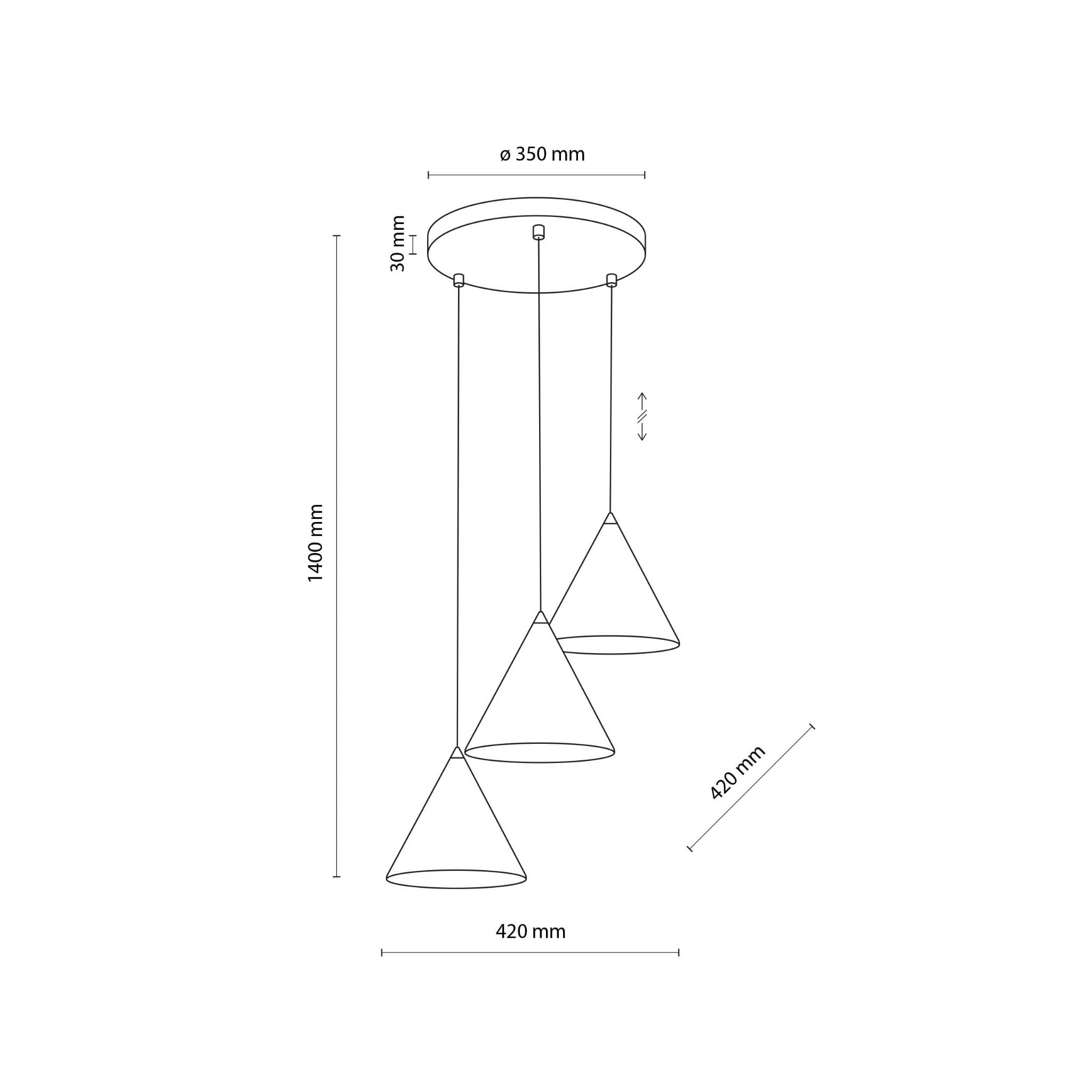 Lampa wisząca nowoczesna skandynawska klosz metalowy stożek biała TK Lighting Cono 10012 3x15W E27