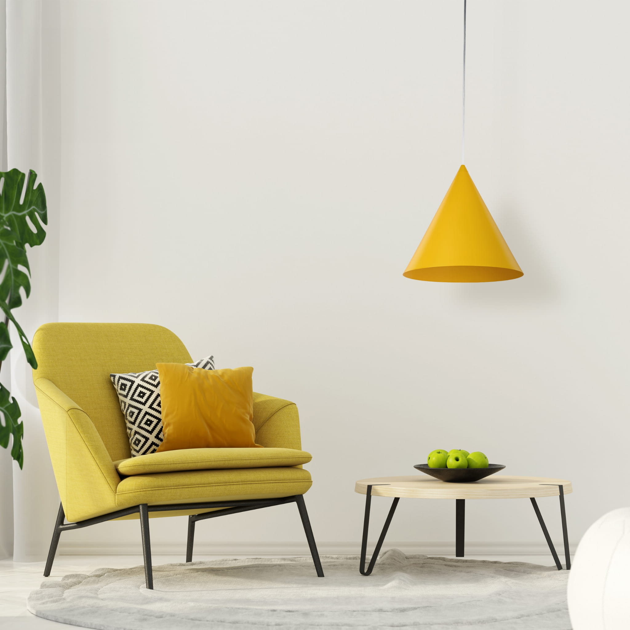 Lampa wisząca nowoczesna skandynawska klosz metalowy stożek żółta TK Lighting Cono 3281 1x15W E27