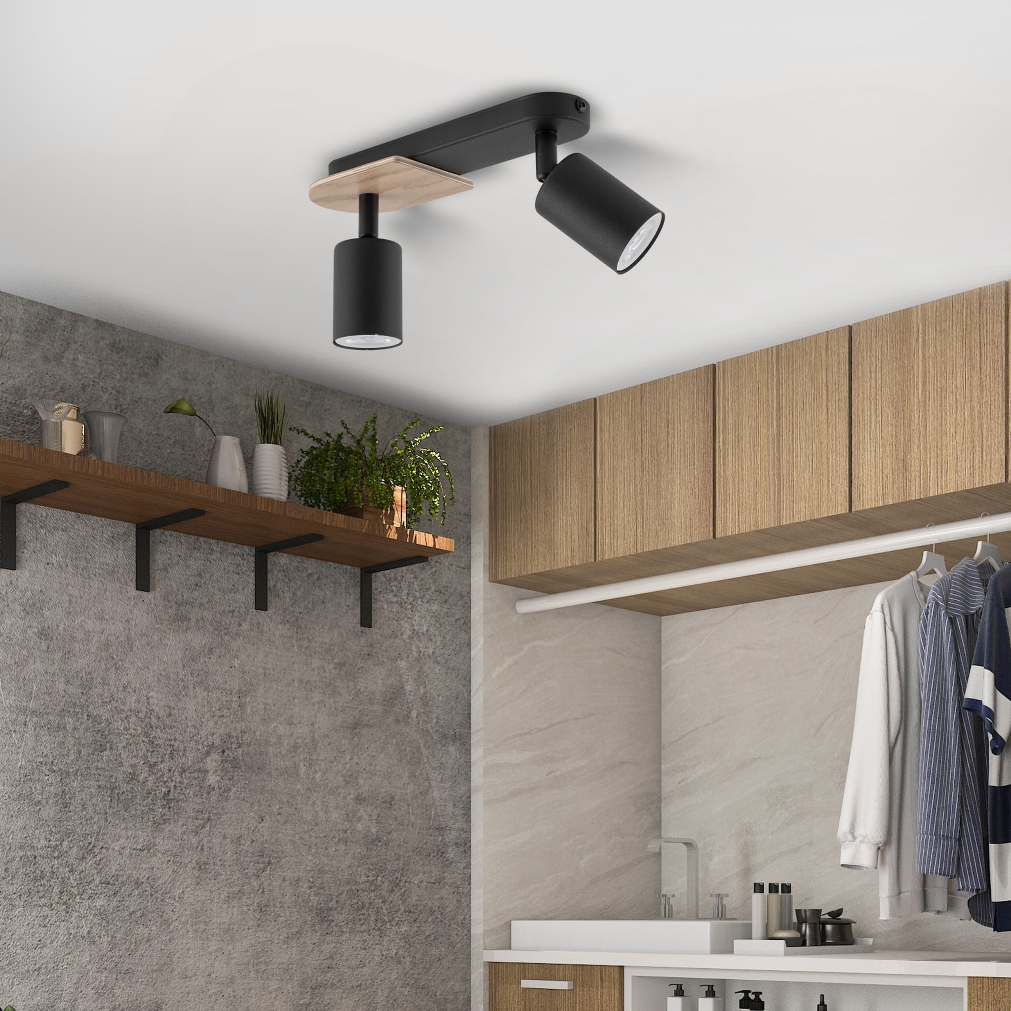 Lampa sufitowa tuba spoty reflektory Tk Lighting Top 4674 2x10W GU10 czarny drewniany