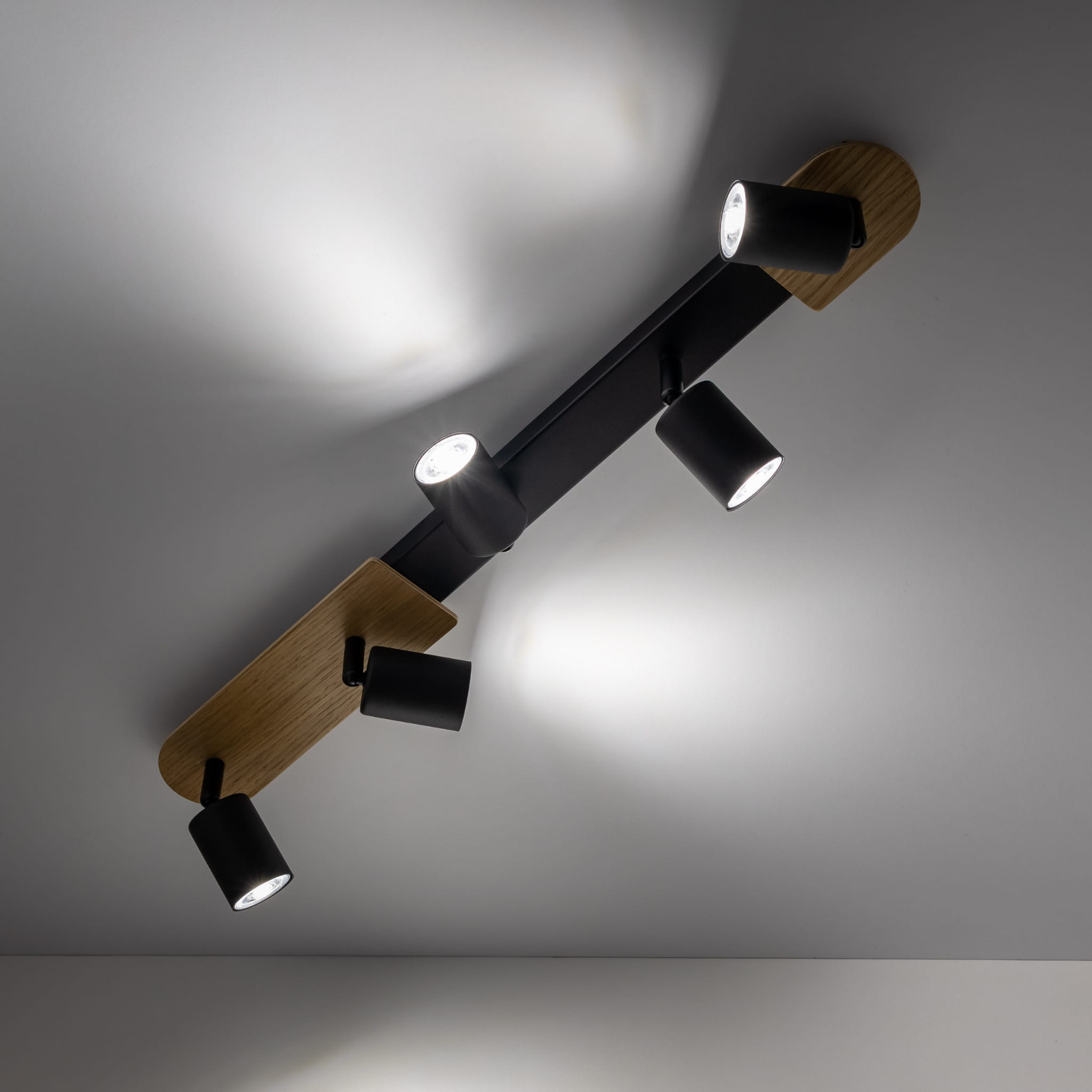 Lampa sufitowa tuba spoty reflektory drewniany czarny TK Lighting Cover 5777 5x10W GU10