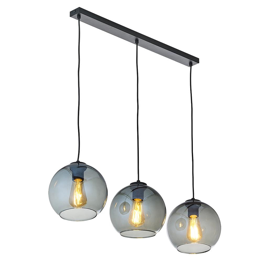 Lampa wisząca nad stół szklane klosze kule TK Lighting Cubus 2818 3x15W E27 czarna grafit lustrzany