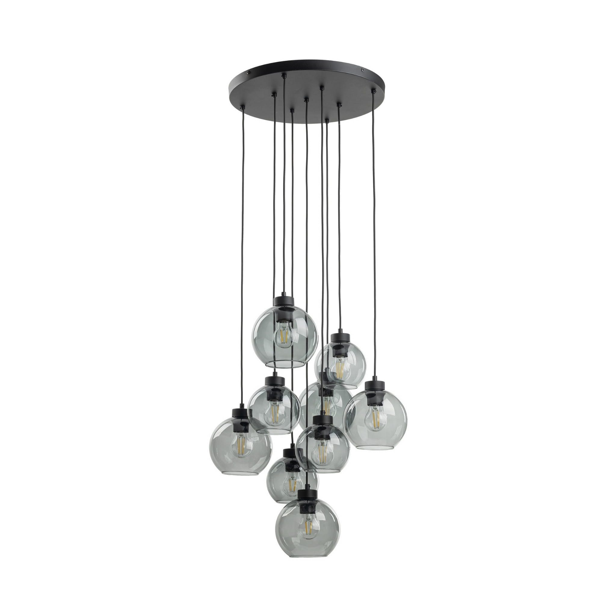 Lampa wisząca duża do salonu szklane klosze kule grafitowa czarna TK Lighting Cubus 10208 9x15W E27
