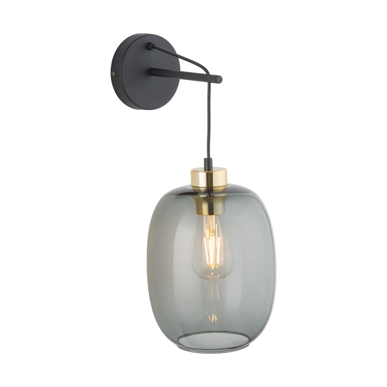 Kinkiet nowoczesny elegancki glamour loft industrialny klosz szklany grafitowy czarny TK Lighting Delta 6481 1x15W E27