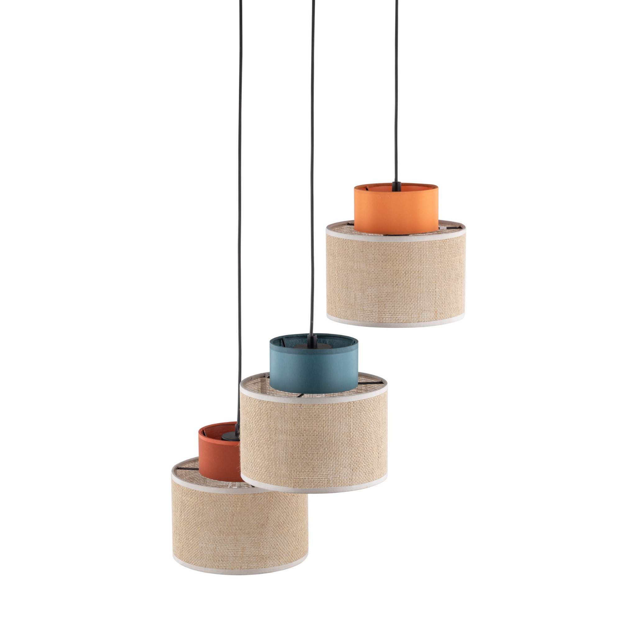 Lampa wisząca do salonu nowoczesna boho skandynawska abażur materiałowy juta multikolor TK Lighting Duo 2759 3x15W E27