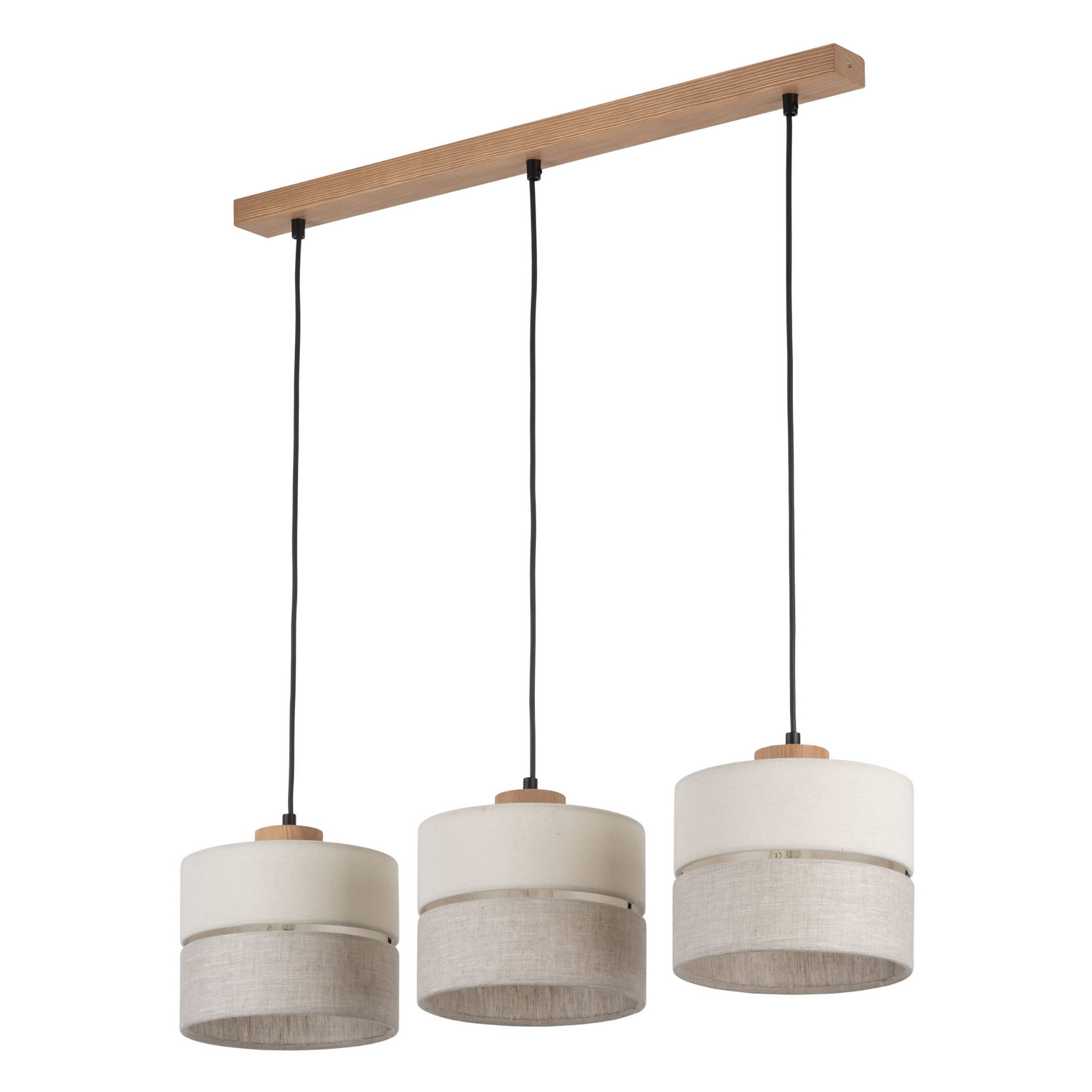 Tk Lighting Eco 5771 lampa wisząca 3x15W E27 czarna drewniana