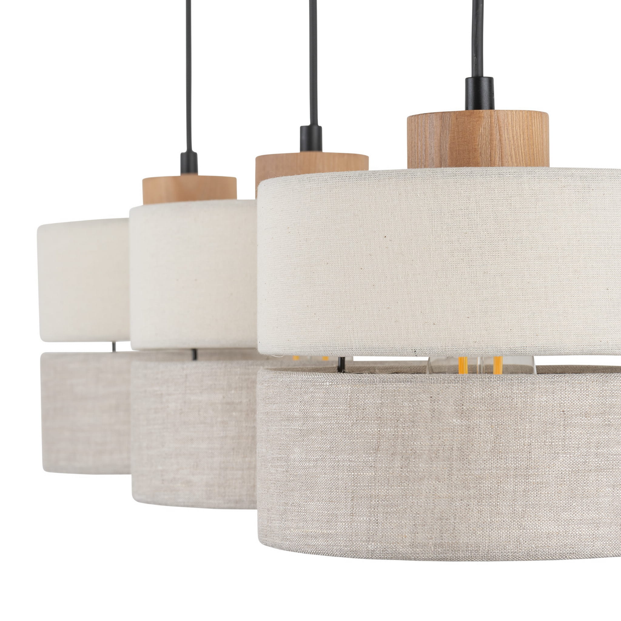 Tk Lighting Eco 5771 lampa wisząca 3x15W E27 czarna drewniana