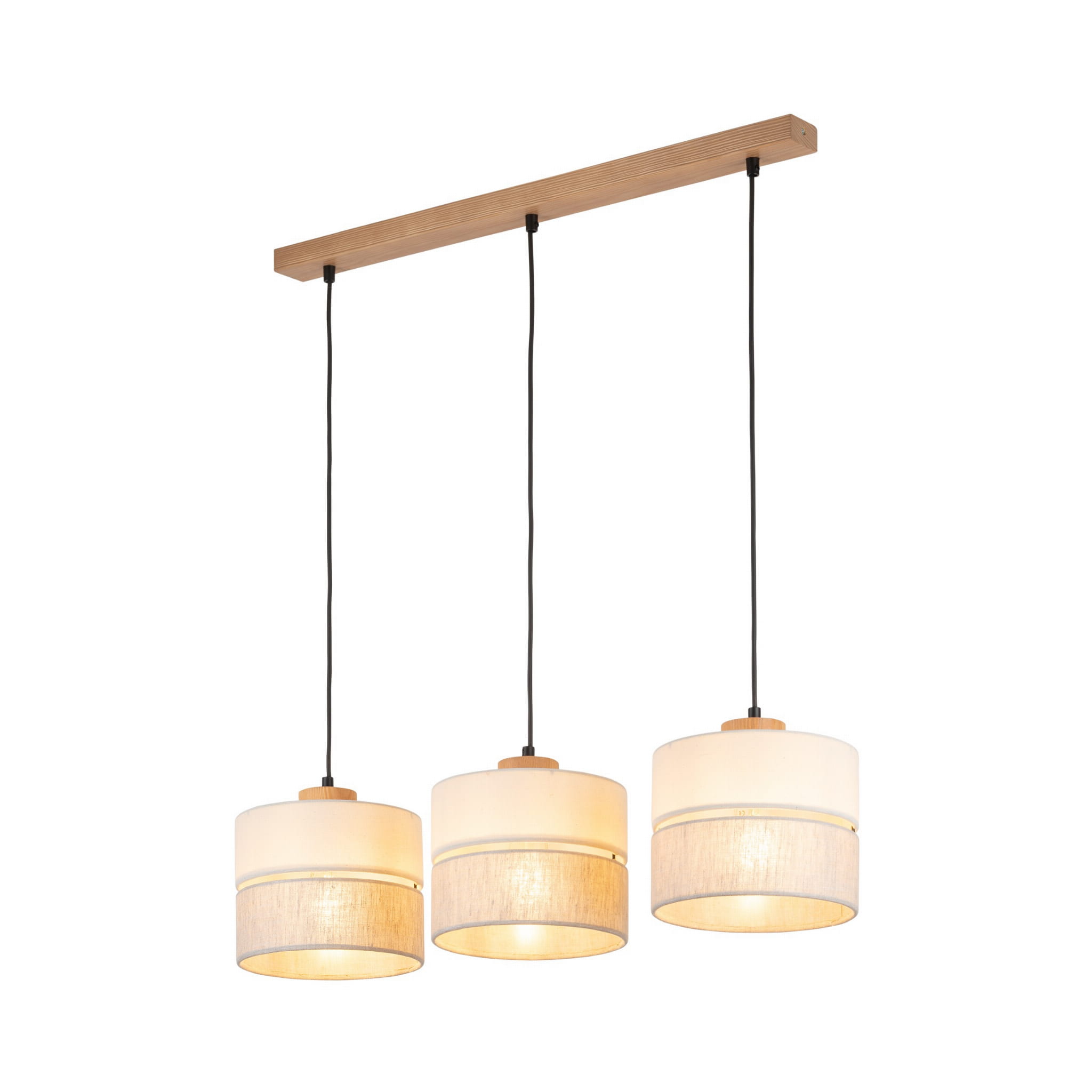 Tk Lighting Eco 5771 lampa wisząca 3x15W E27 czarna drewniana