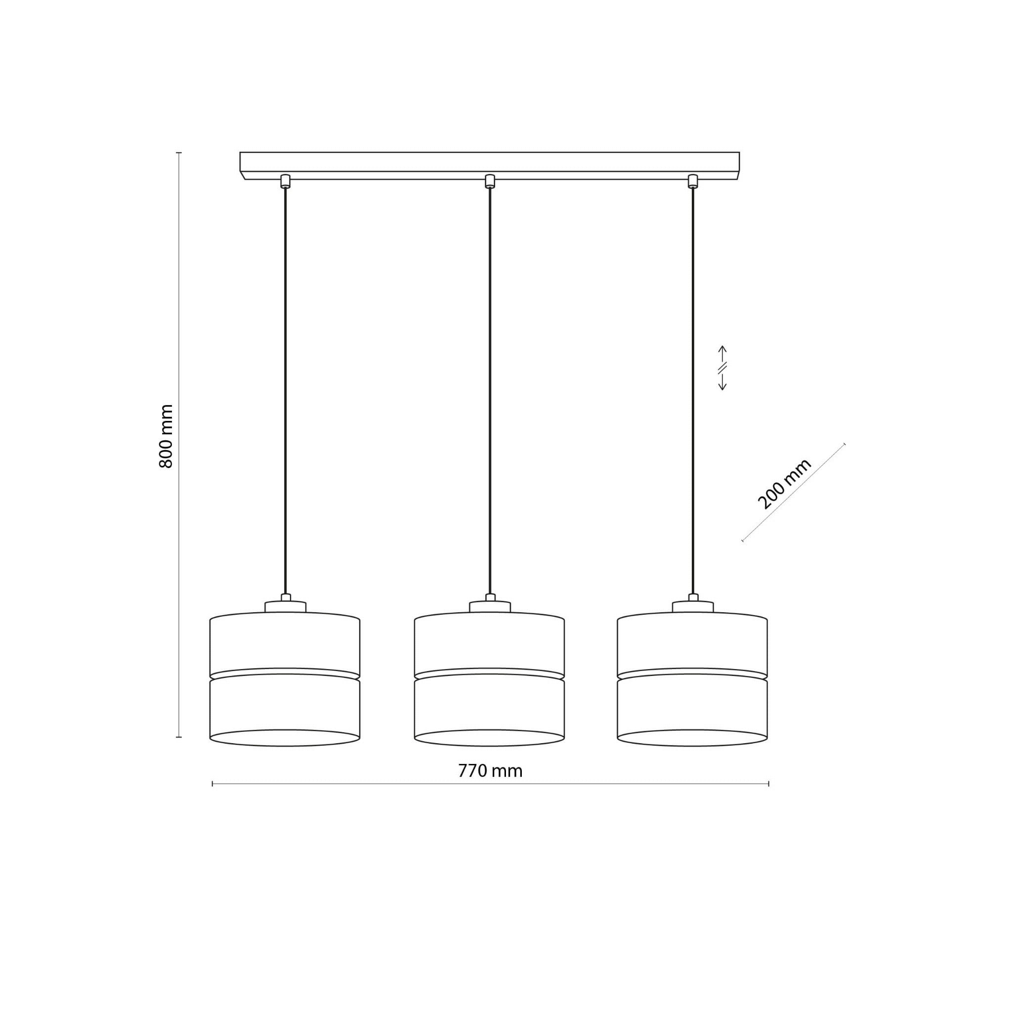 Tk Lighting Eco 5771 lampa wisząca 3x15W E27 czarna drewniana