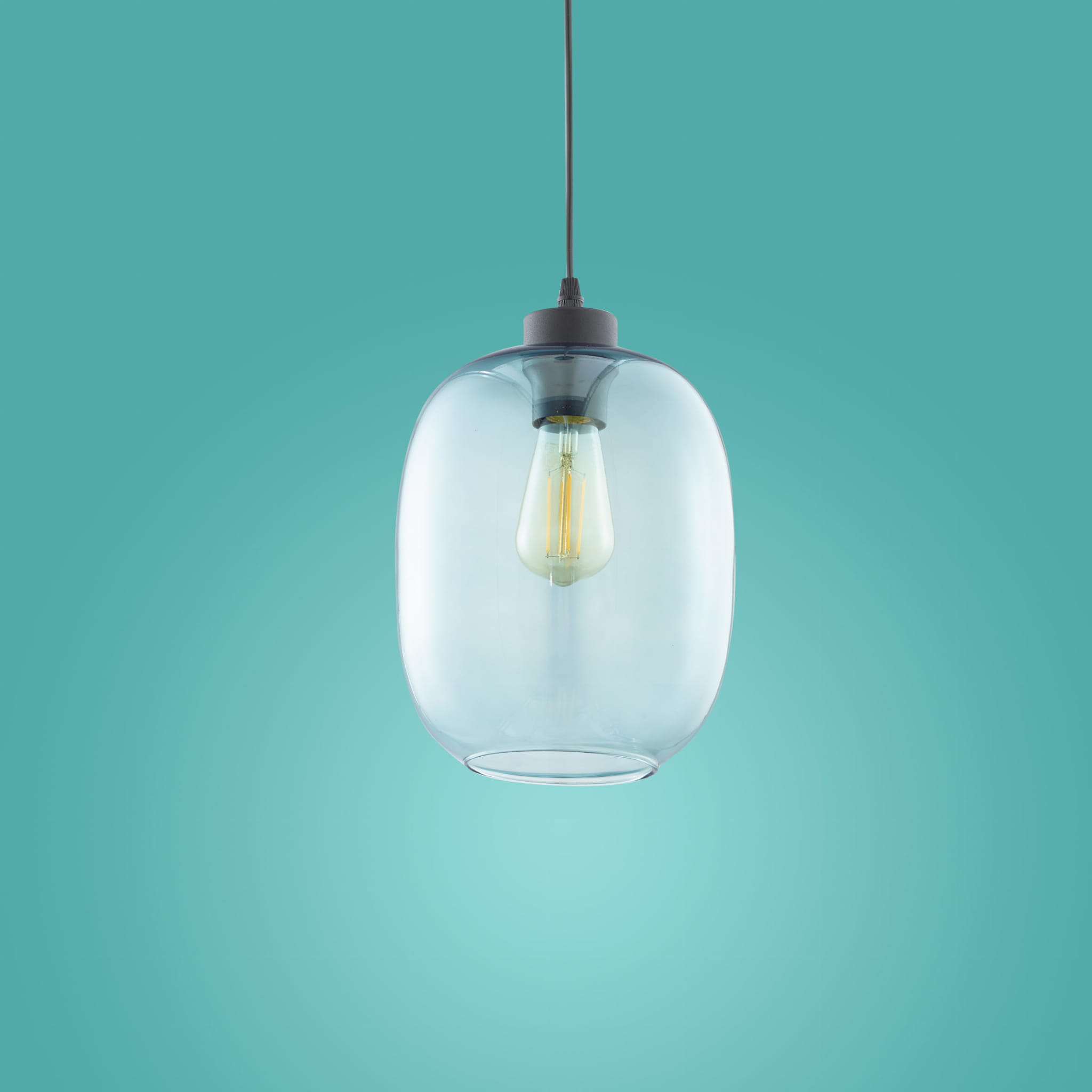 TK Lighting Elio 3182 lampa wisząca ze szklanym kloszem 1x60W E27 niebieska czarna