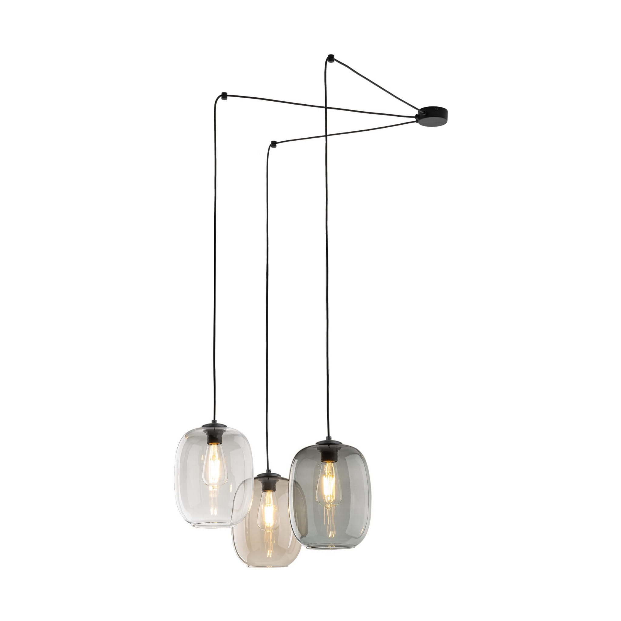 Lampa wisząca nowoczesna skandynawska pająk klosz szklany multikolor czarna TK Lighting Elio 5972 3x15W E27