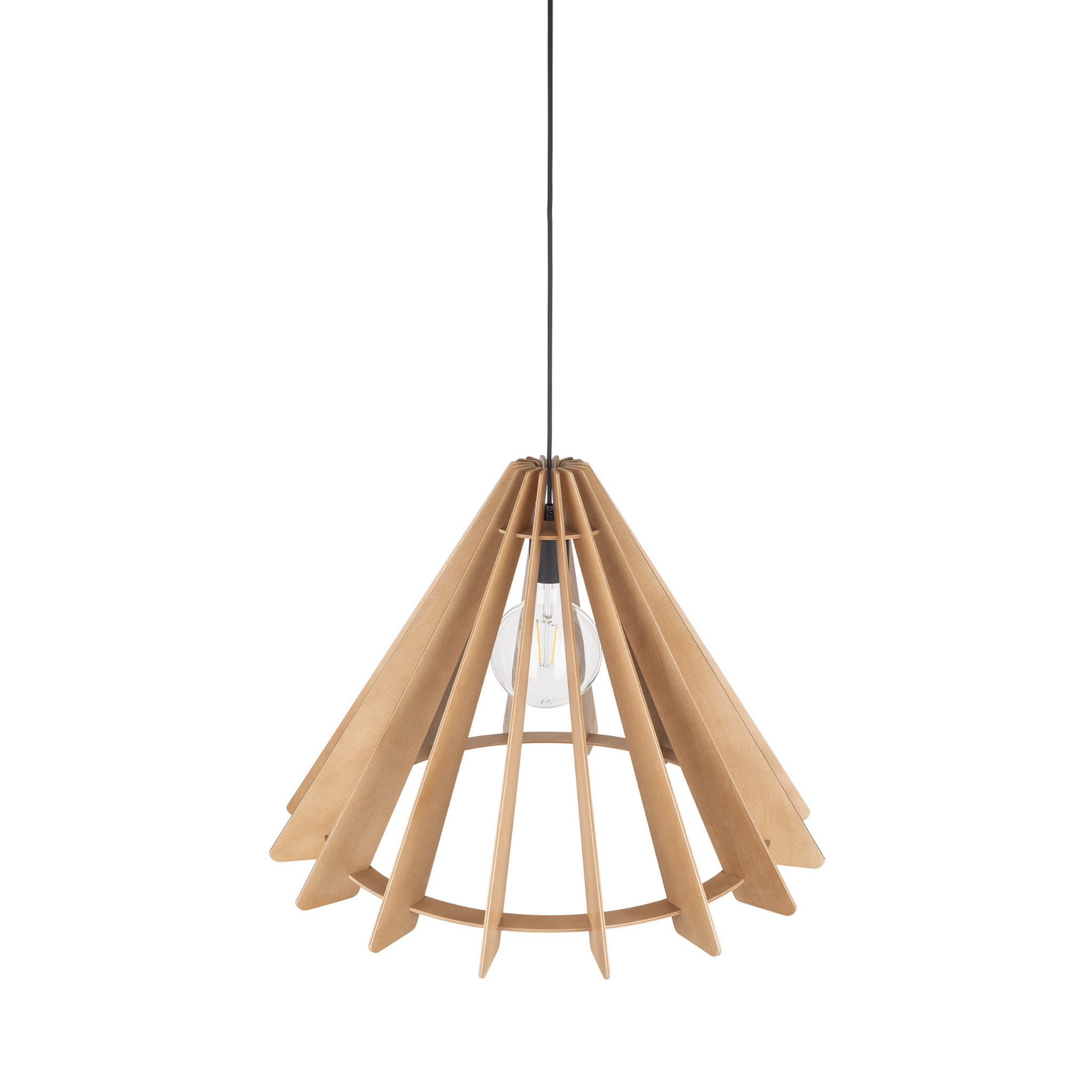 Lampa wisząca nowoczesna elegancka ażurowa klosz drewniany stożek drewniana czarna TK Lighting Eris 6611 1x15W E27