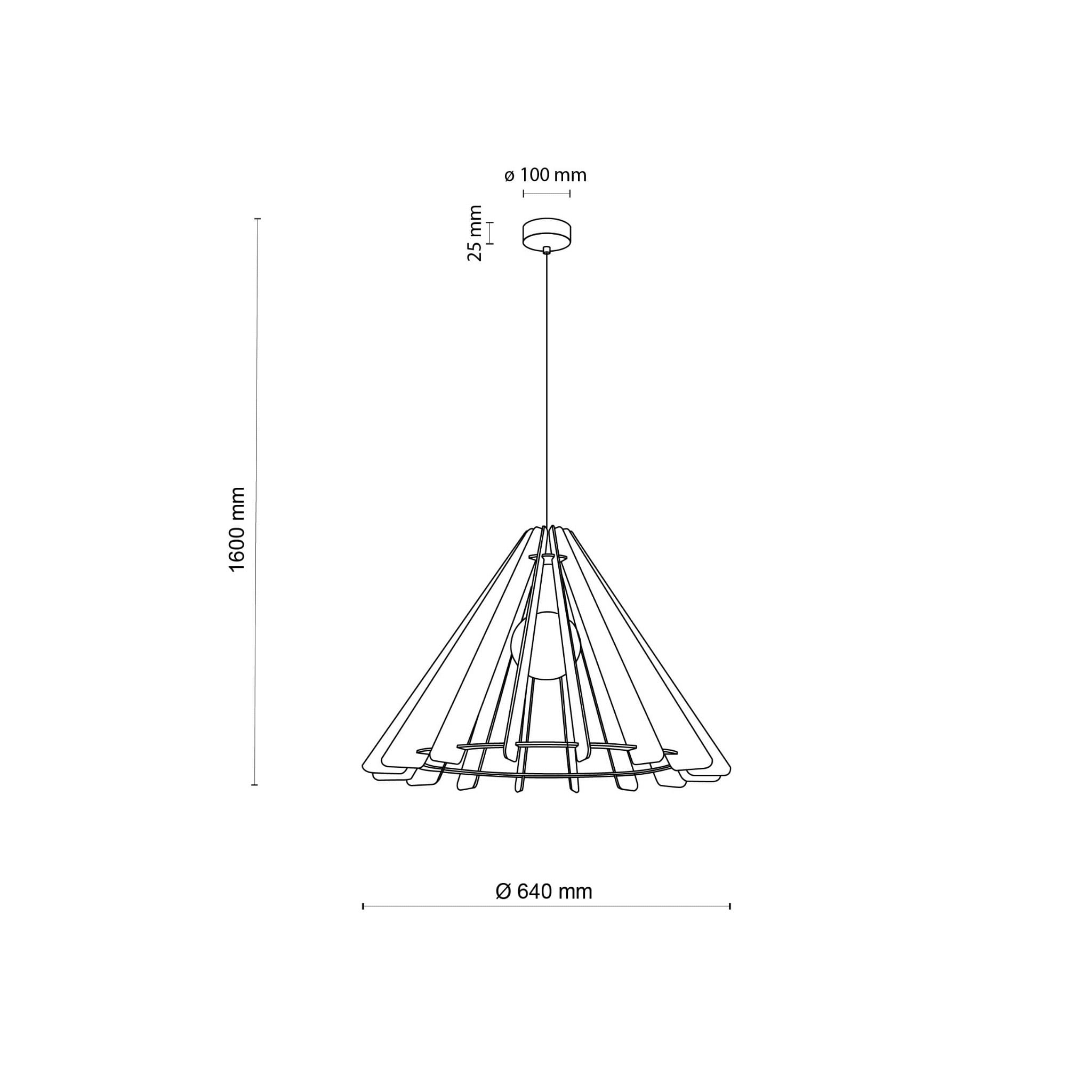 Lampa wisząca nowoczesna elegancka ażurowa klosz drewniany stożek drewniana czarna TK Lighting Eris 6611 1x15W E27